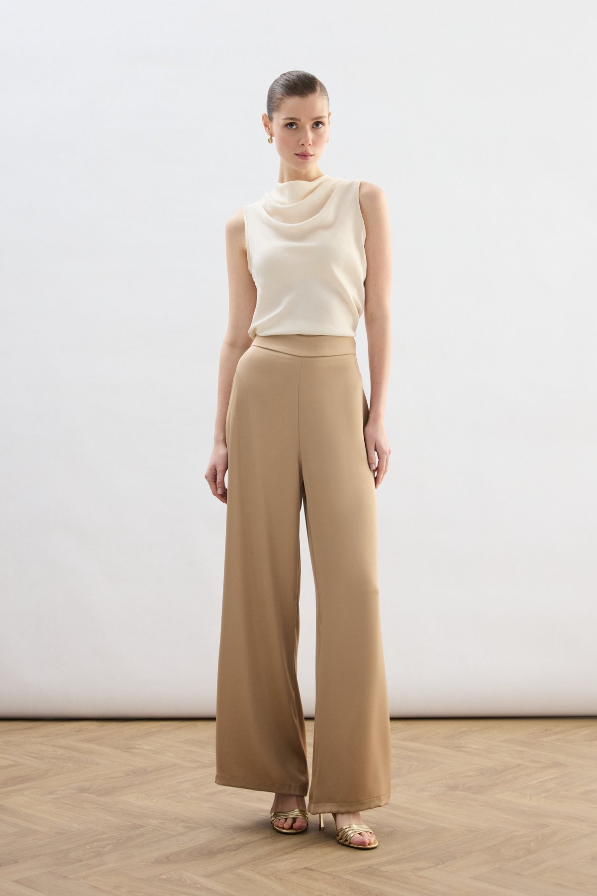 Saten Pantolon - Camel