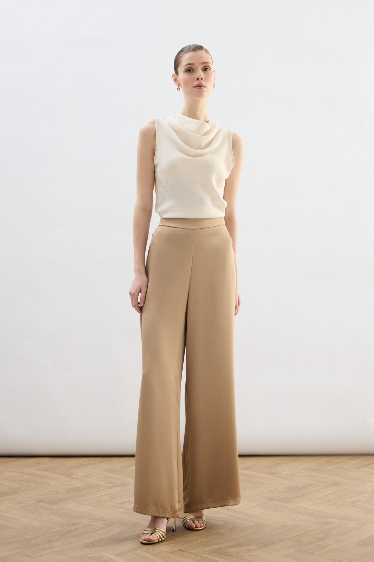 Saten Pantolon - Camel