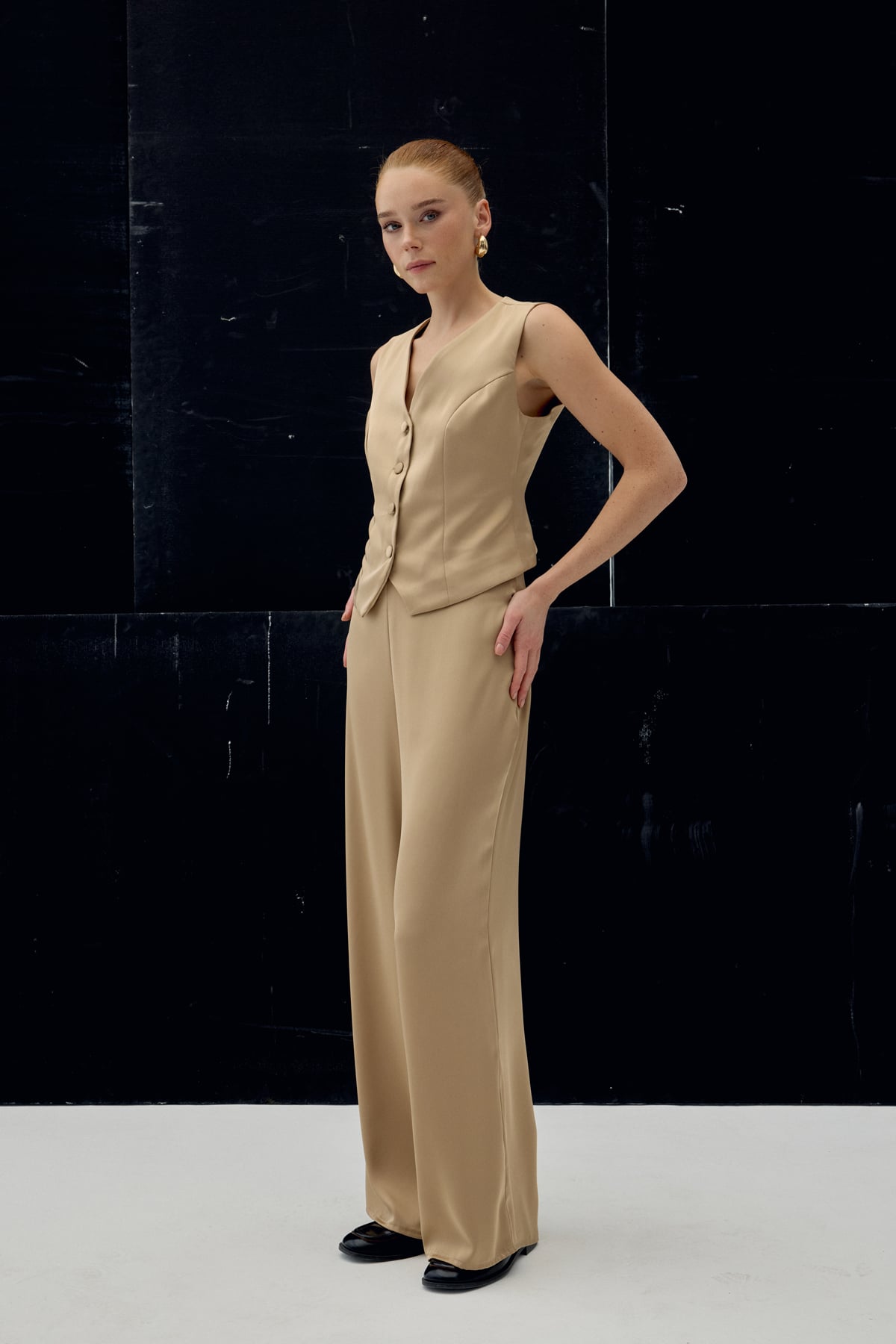 Saten Pantolon - Camel