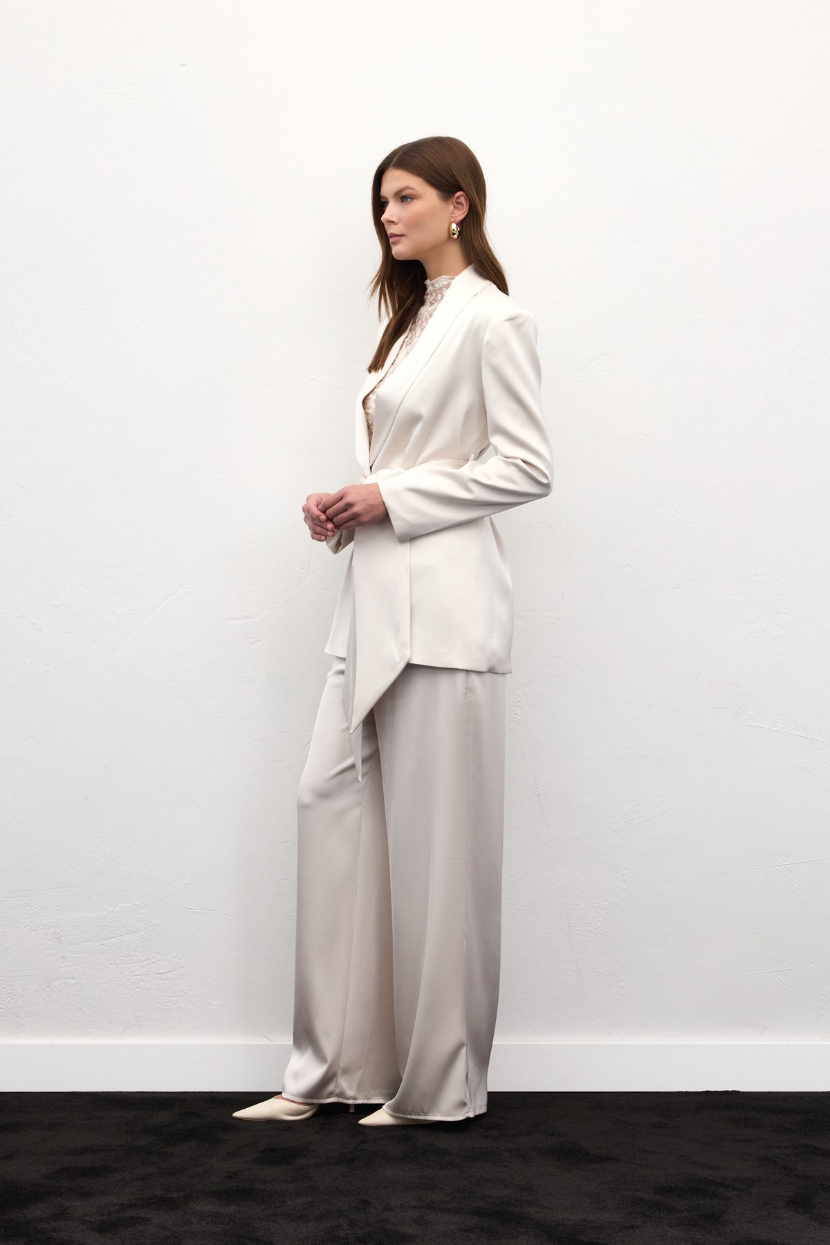 Saten Pantolon - Taş