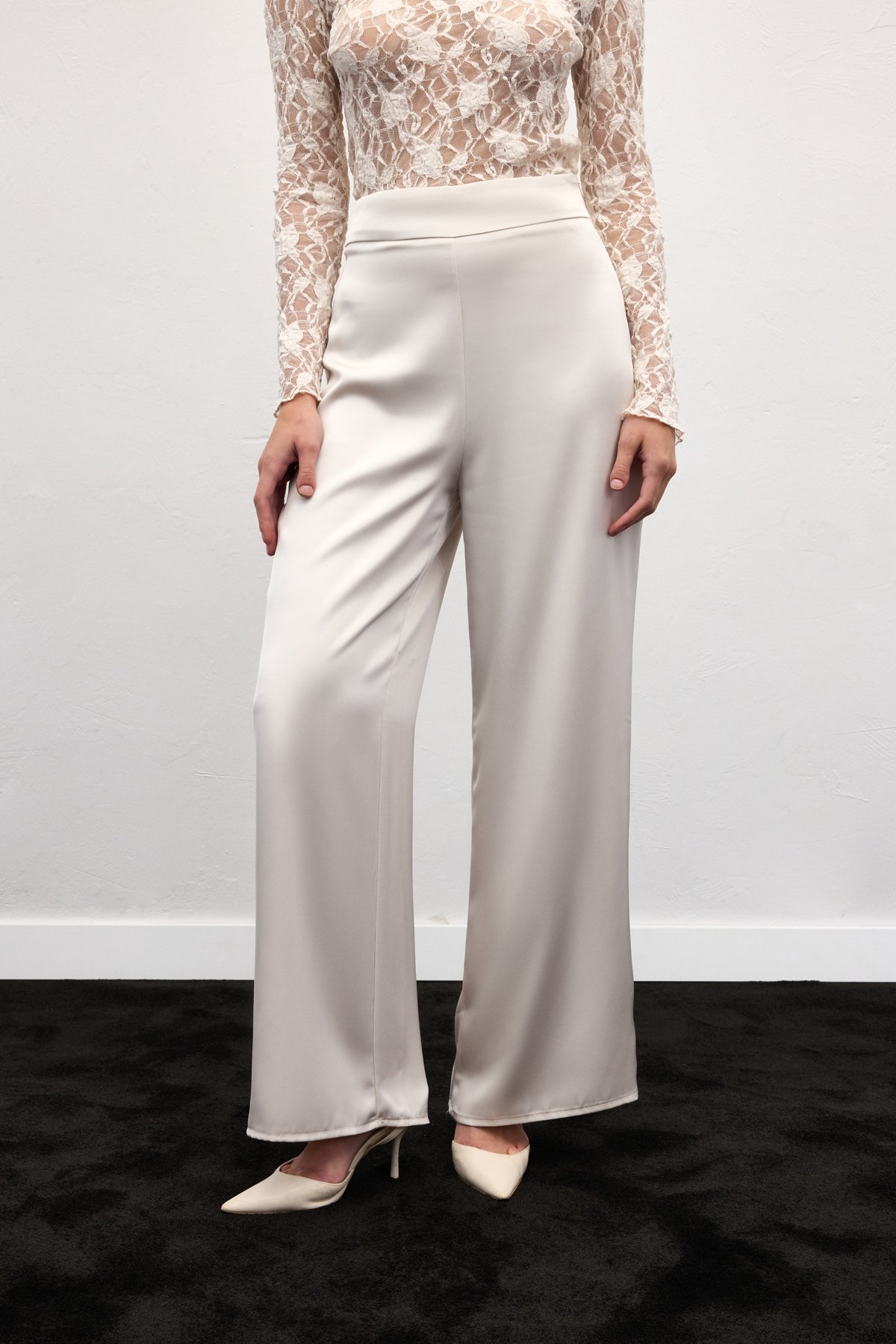 Saten Pantolon - Taş