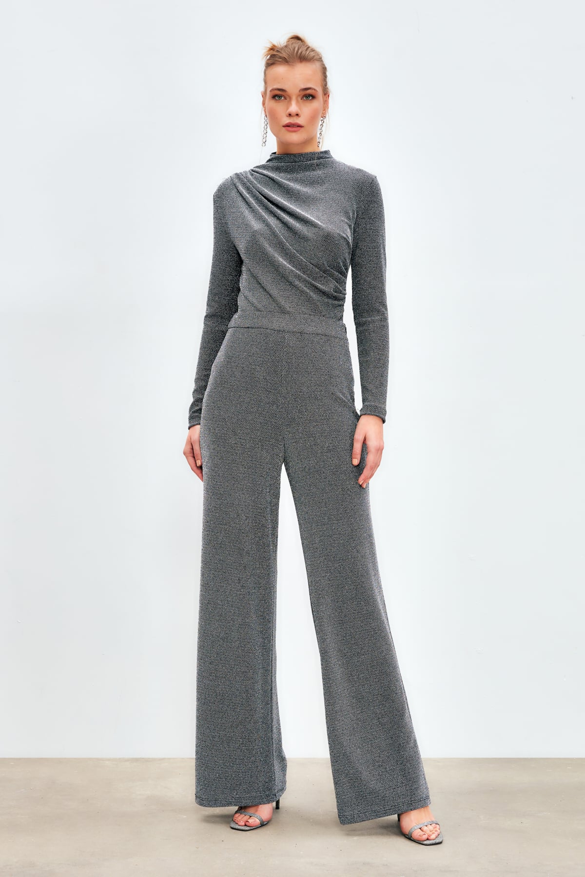 Simli Bodysuit Bluz - GRİ