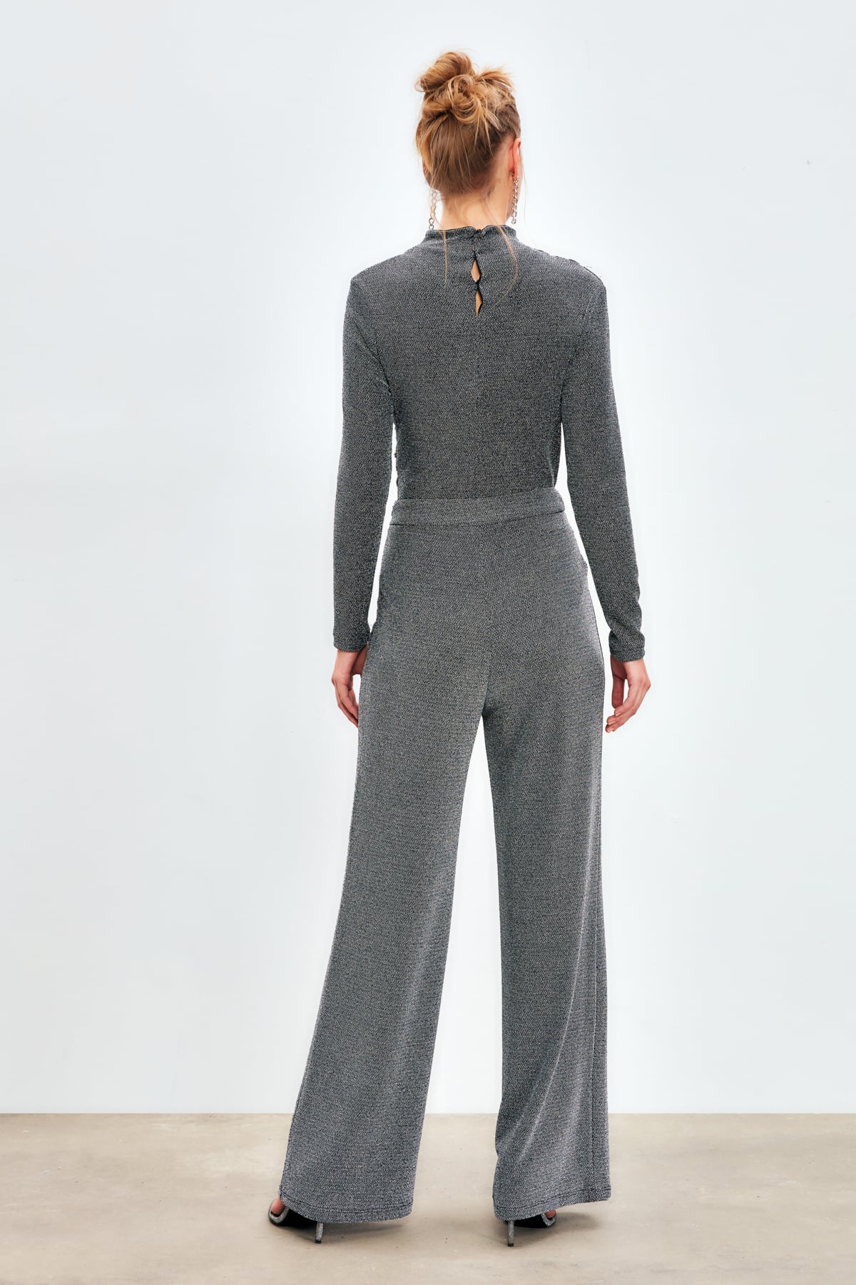 Simli Bodysuit Bluz - GRİ