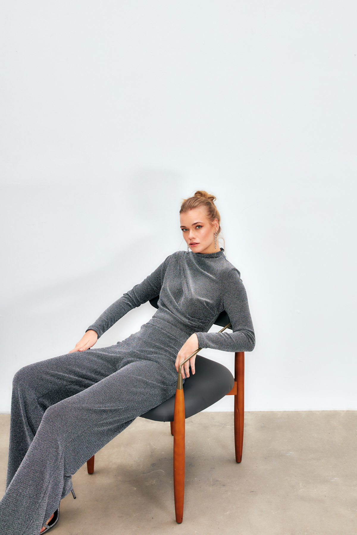 Simli Bodysuit Bluz - GRİ