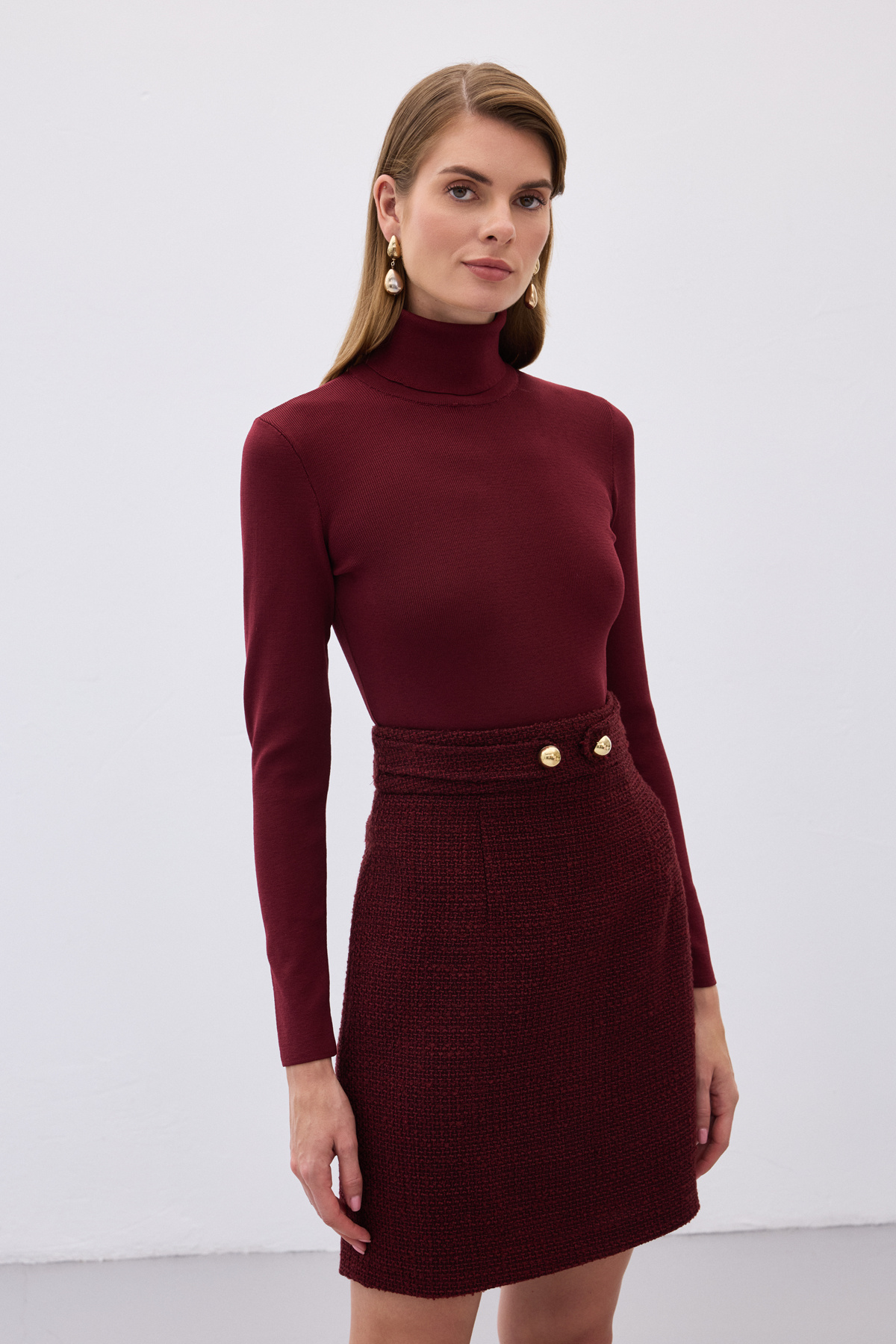 Tam Balıkçı Triko - Bordo