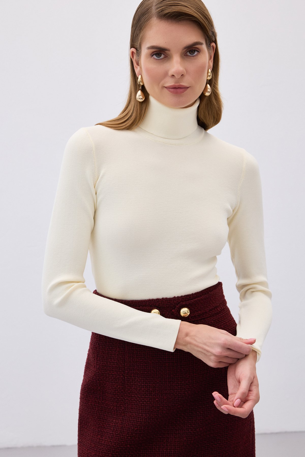 Tam Balıkçı Triko - Ekru