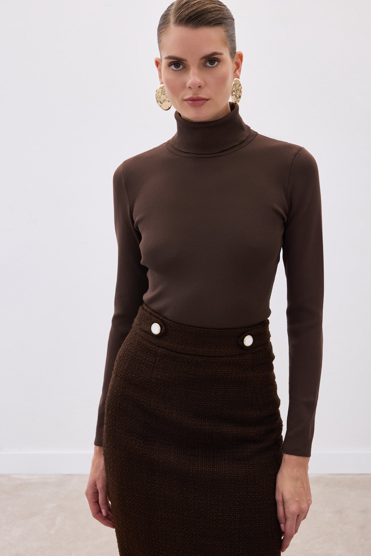 Tam Balıkçı Triko - Kahve