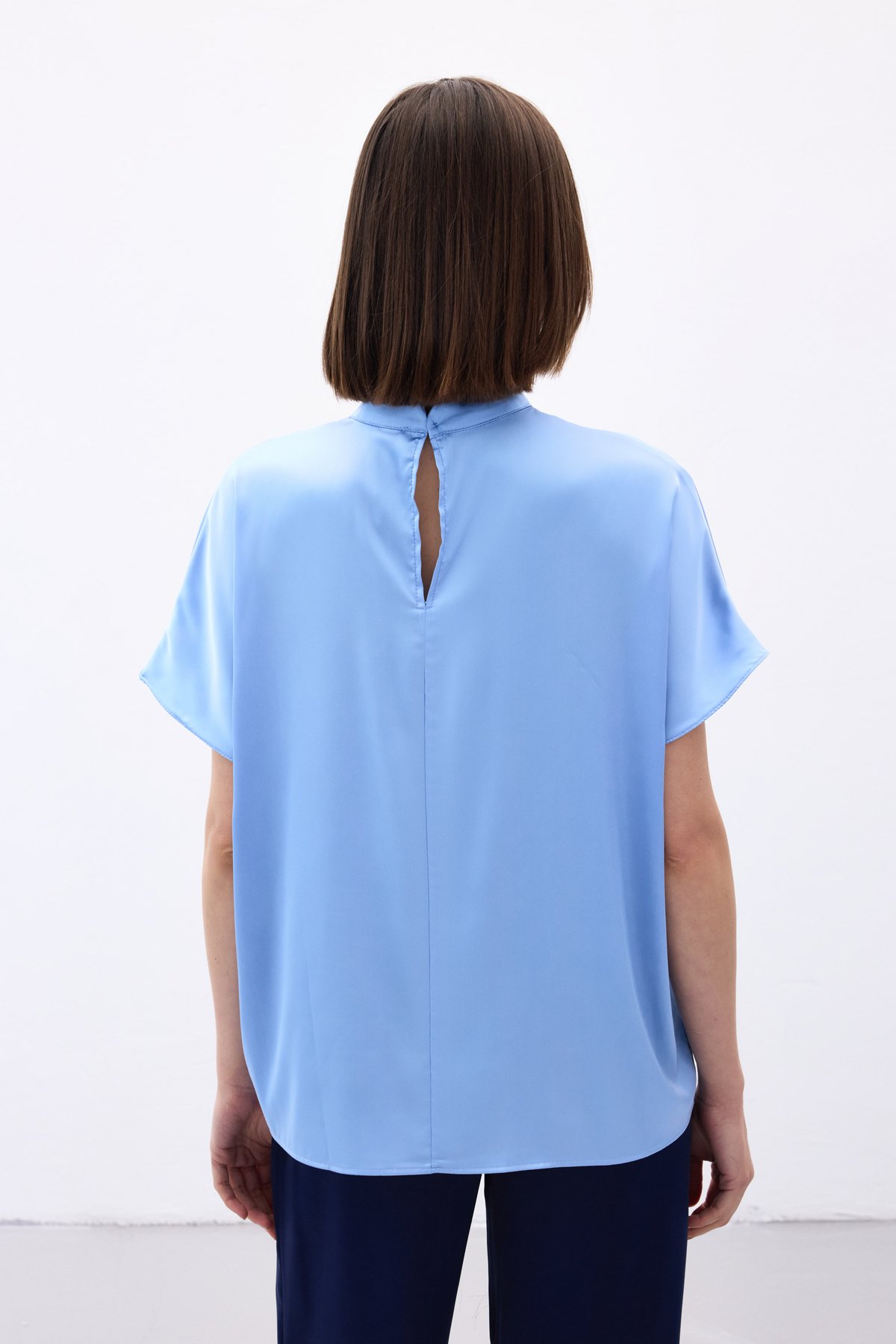 Yarasa Kol  Salaş Bluz - Bebe Mavi