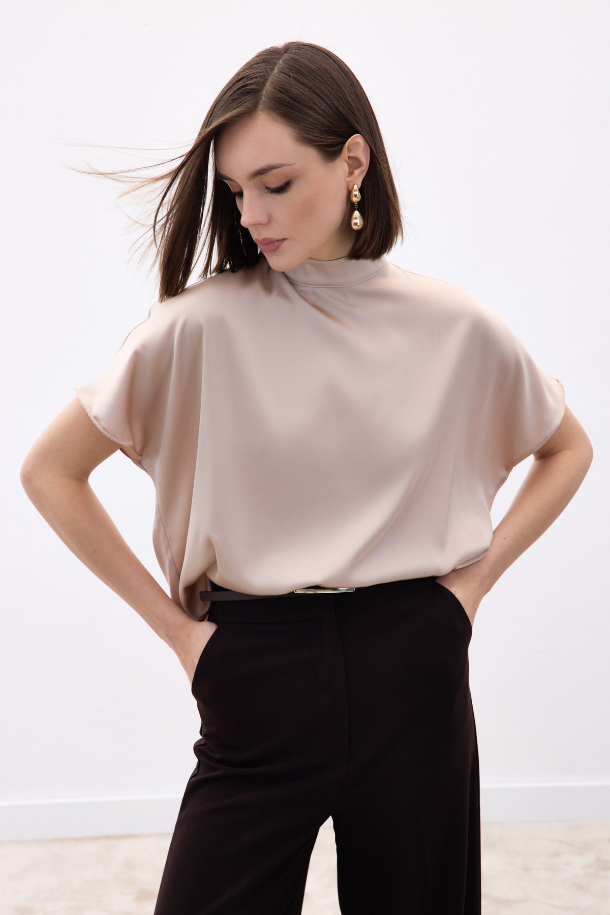 Yarasa Kol  Salaş Bluz - Bej