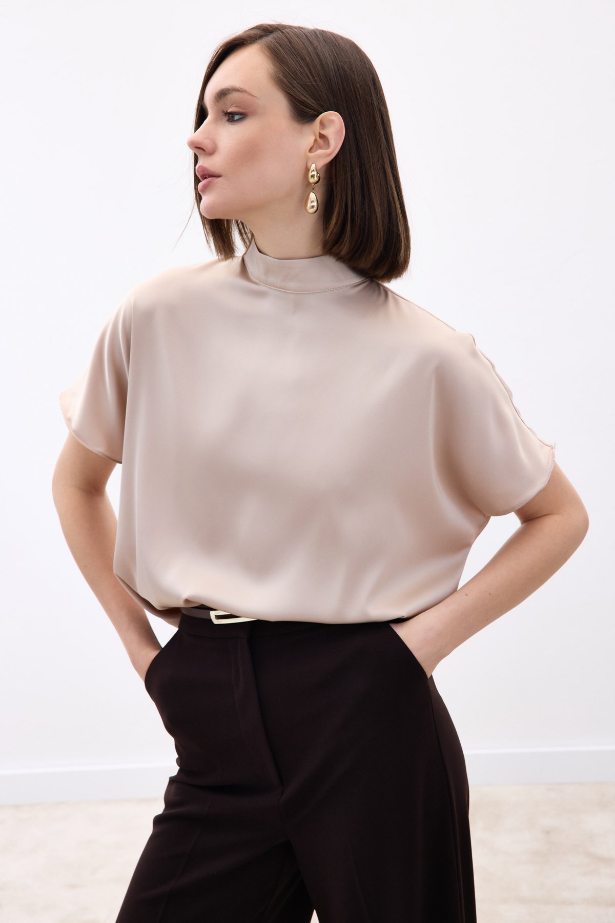 Yarasa Kol  Salaş Bluz - Bej