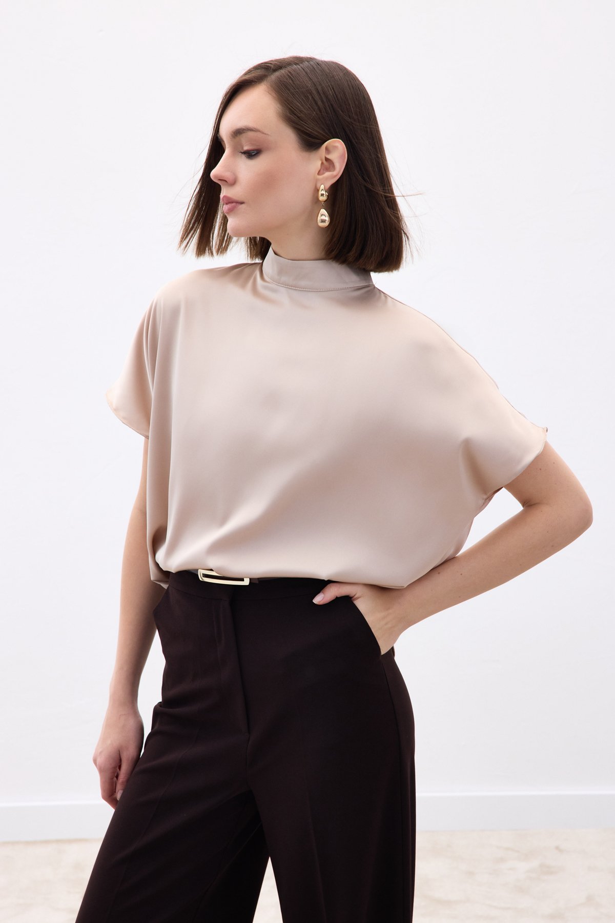 Yarasa Kol  Salaş Bluz - Bej