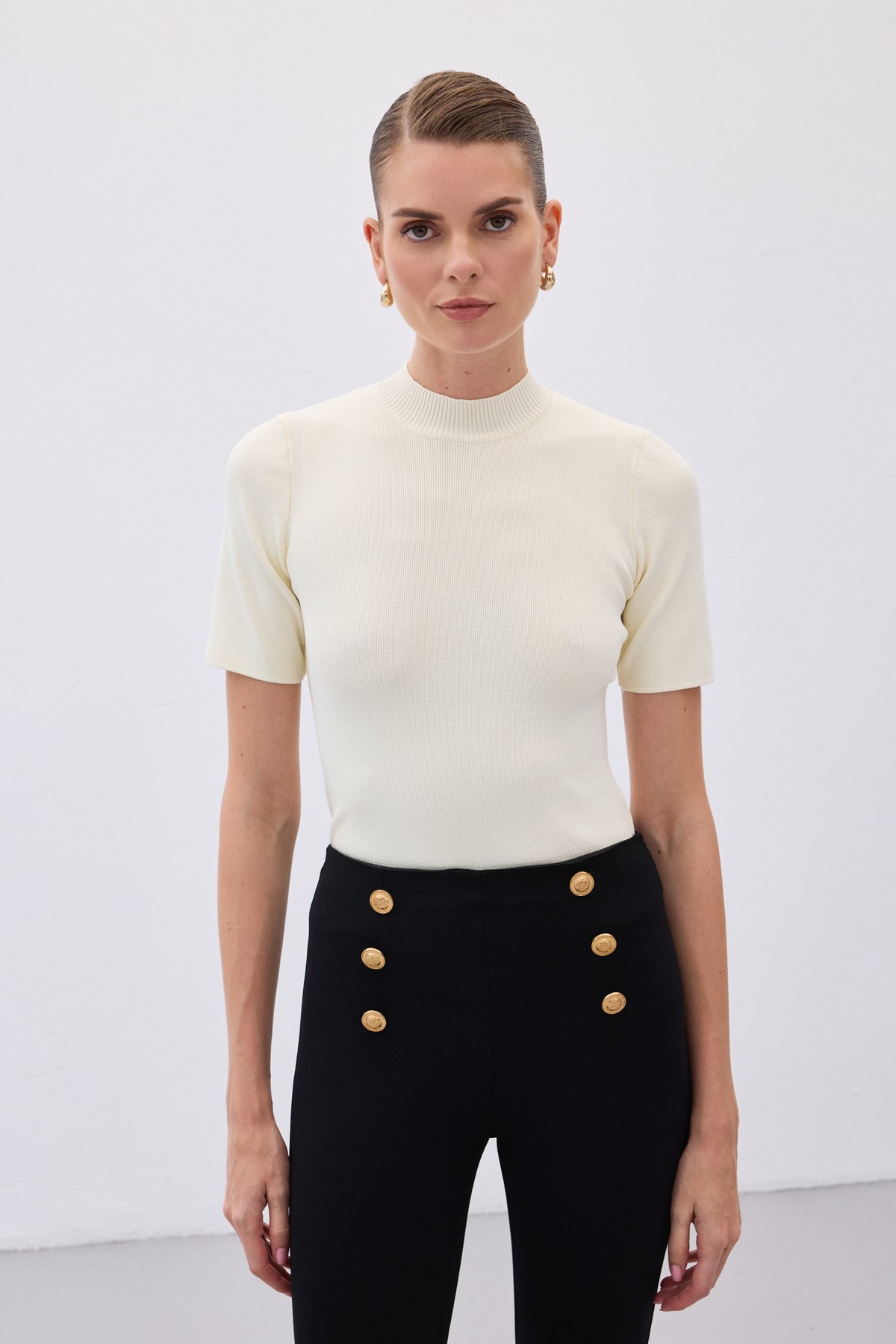 Yarım Balıkçı Triko - Ekru