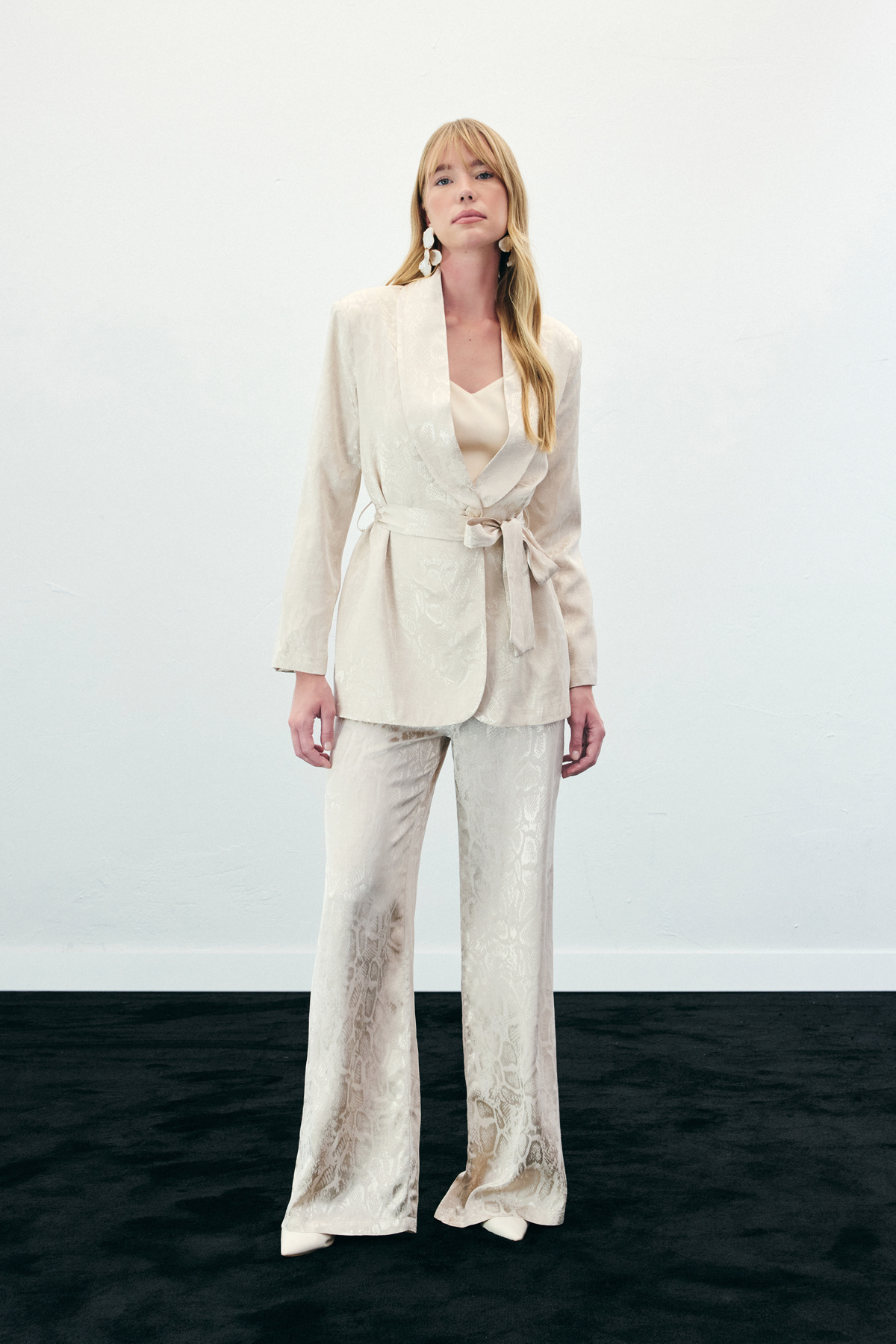 Yılan Desenli Pantolon - Bej