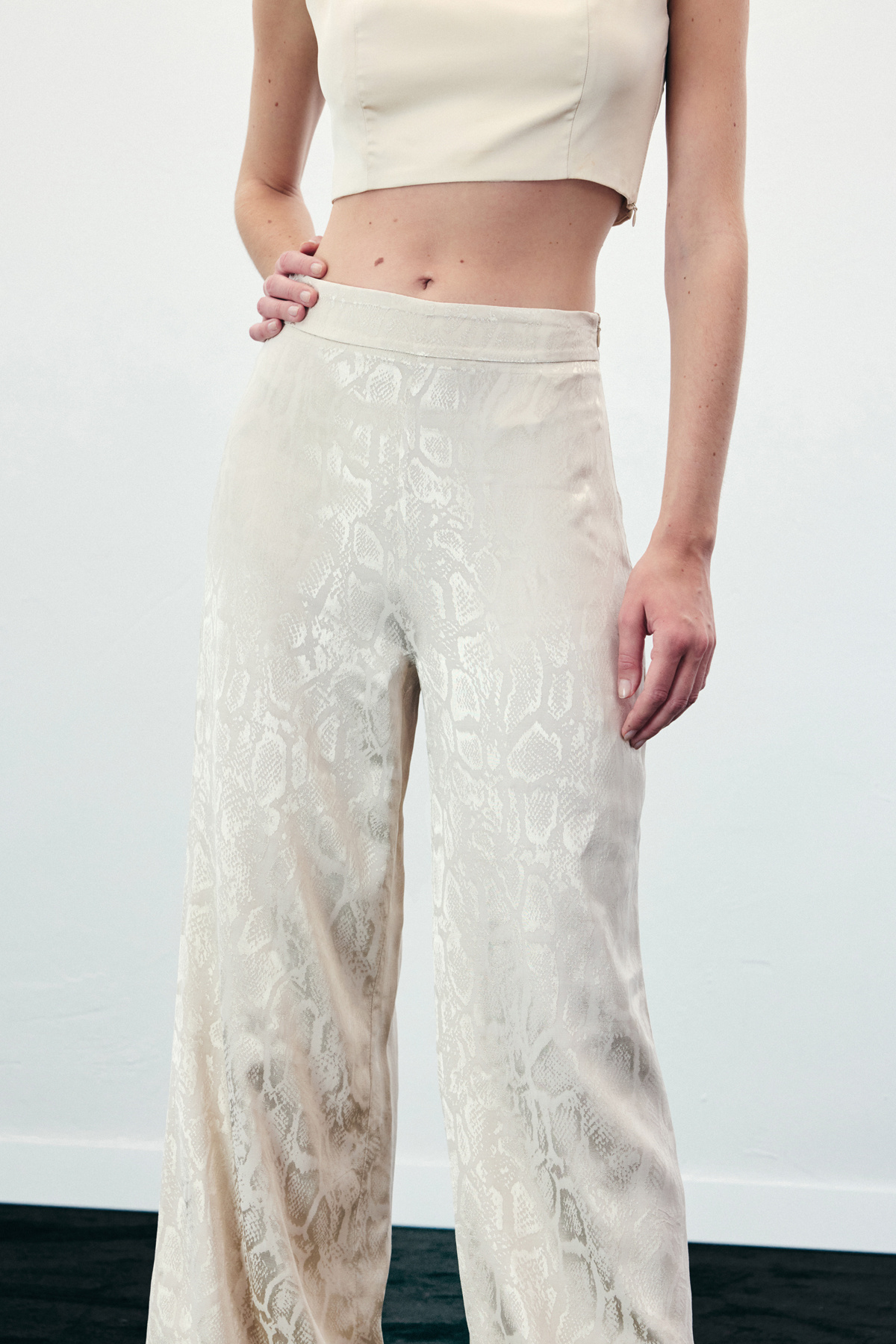 Yılan Desenli Pantolon - Bej