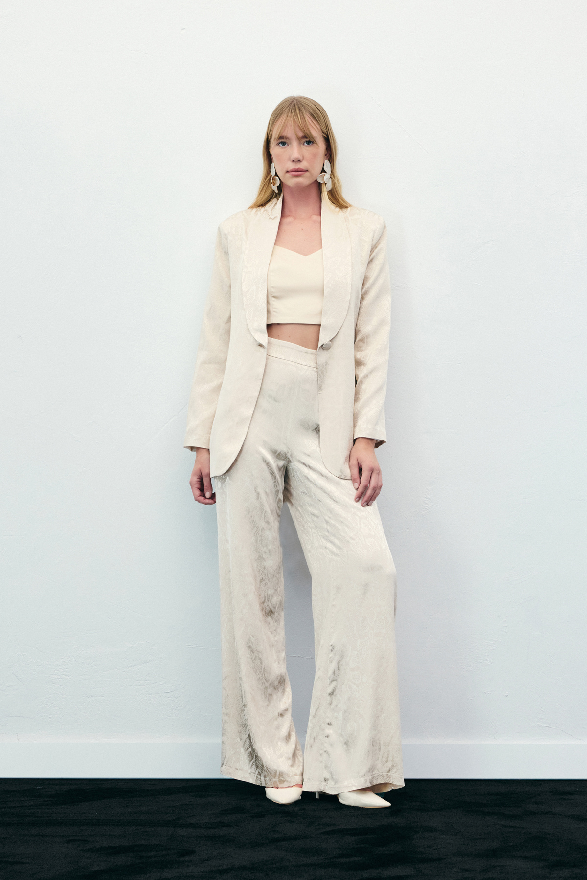 Yılan Desenli Pantolon - Bej