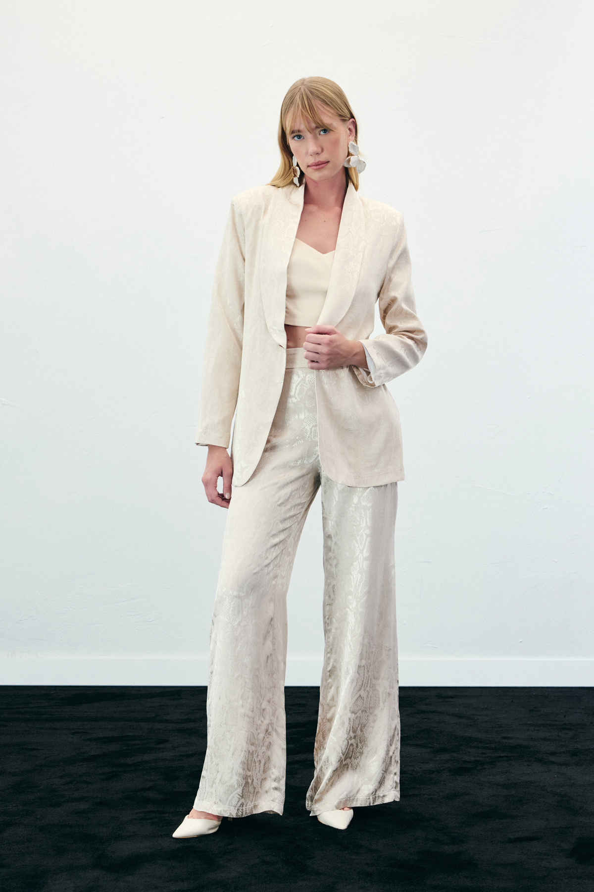 Yılan Desenli Pantolon - Bej