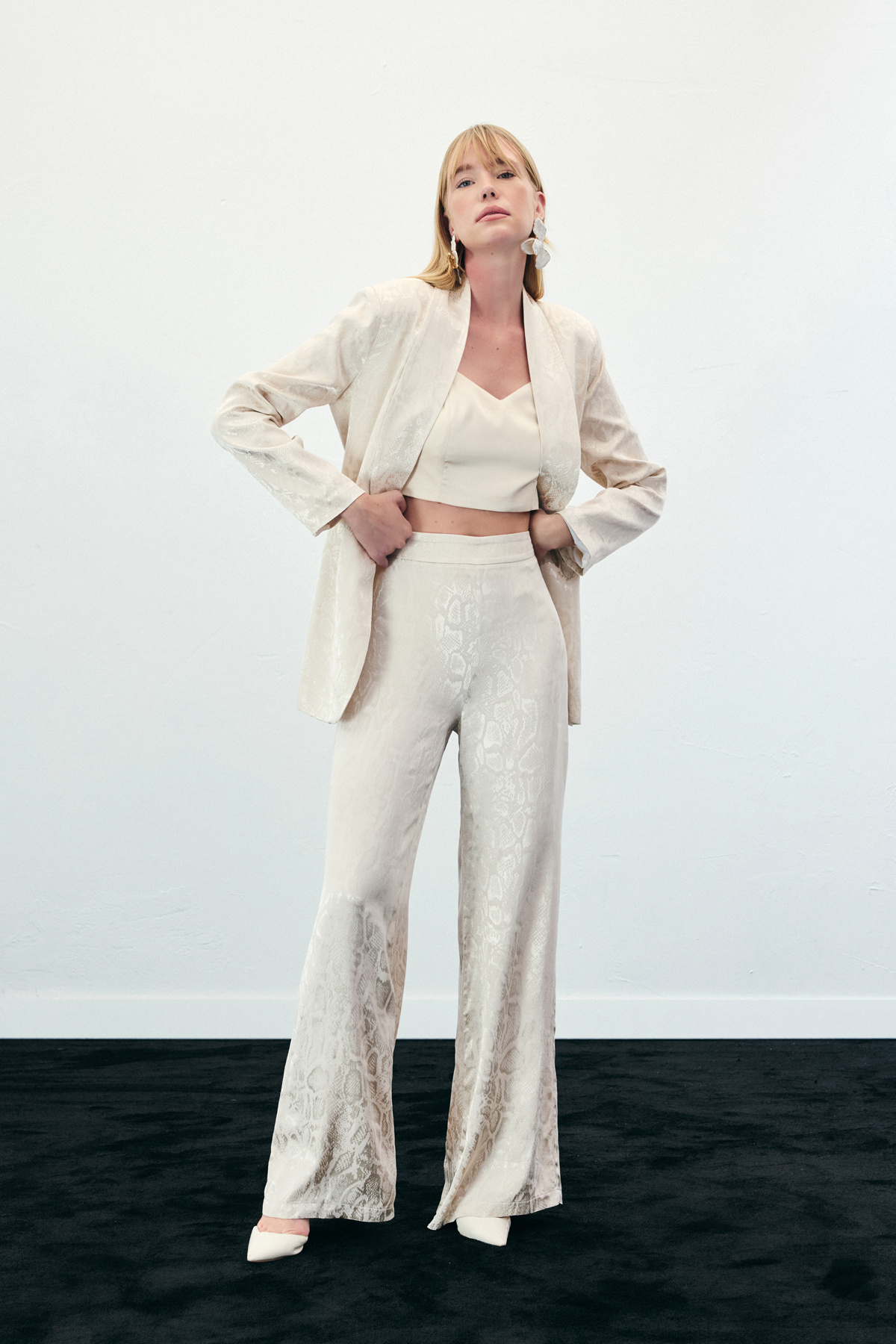 Yılan Desenli Pantolon - Bej