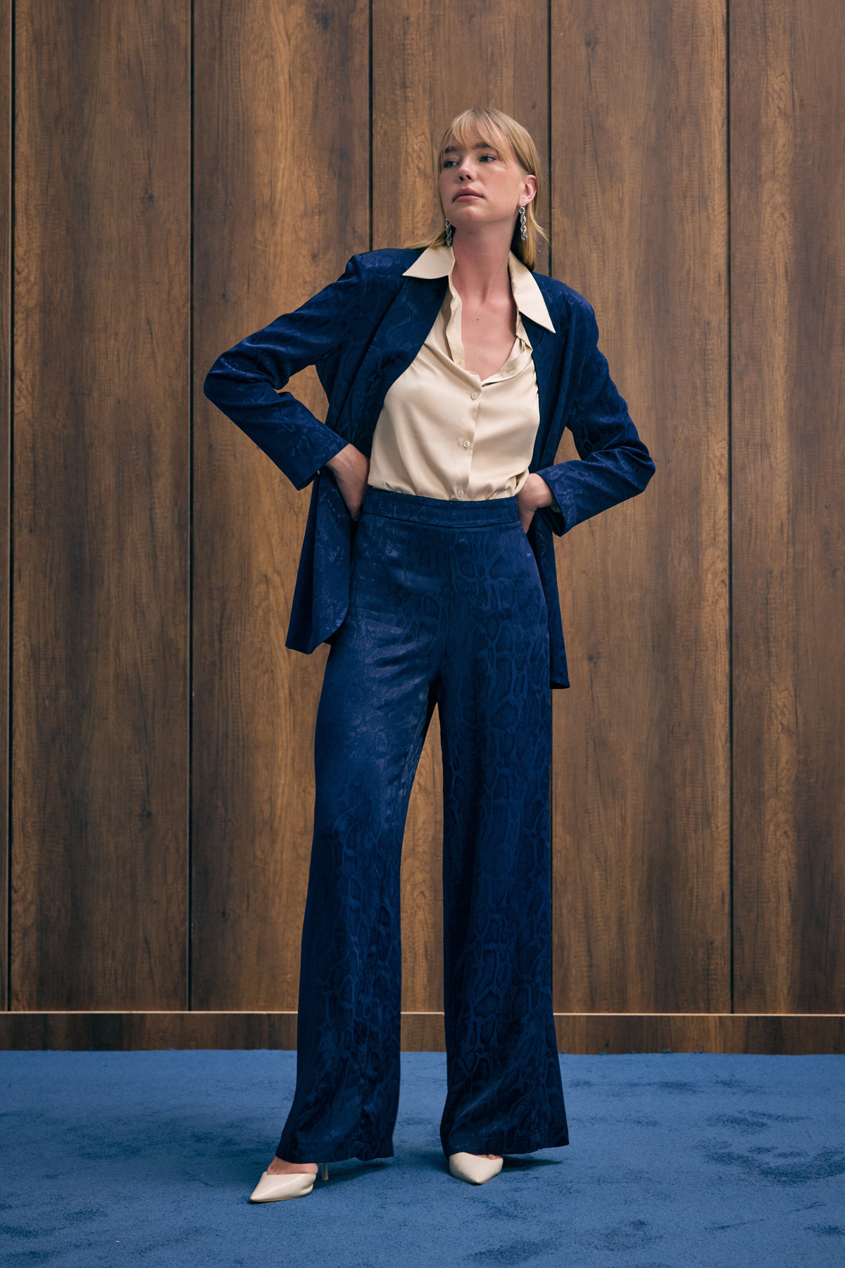 Yılan Desenli Pantolon - Lacivert