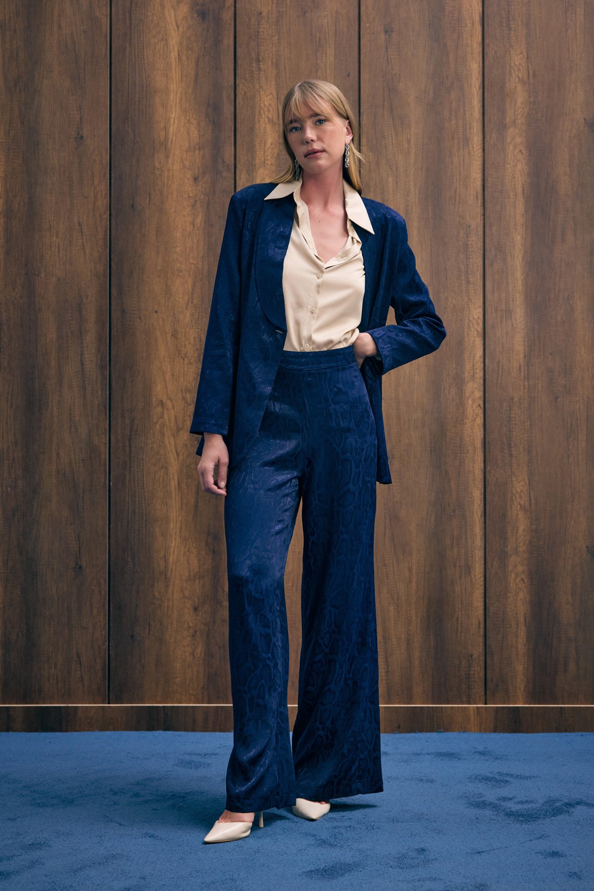 Yılan Desenli Pantolon - Lacivert