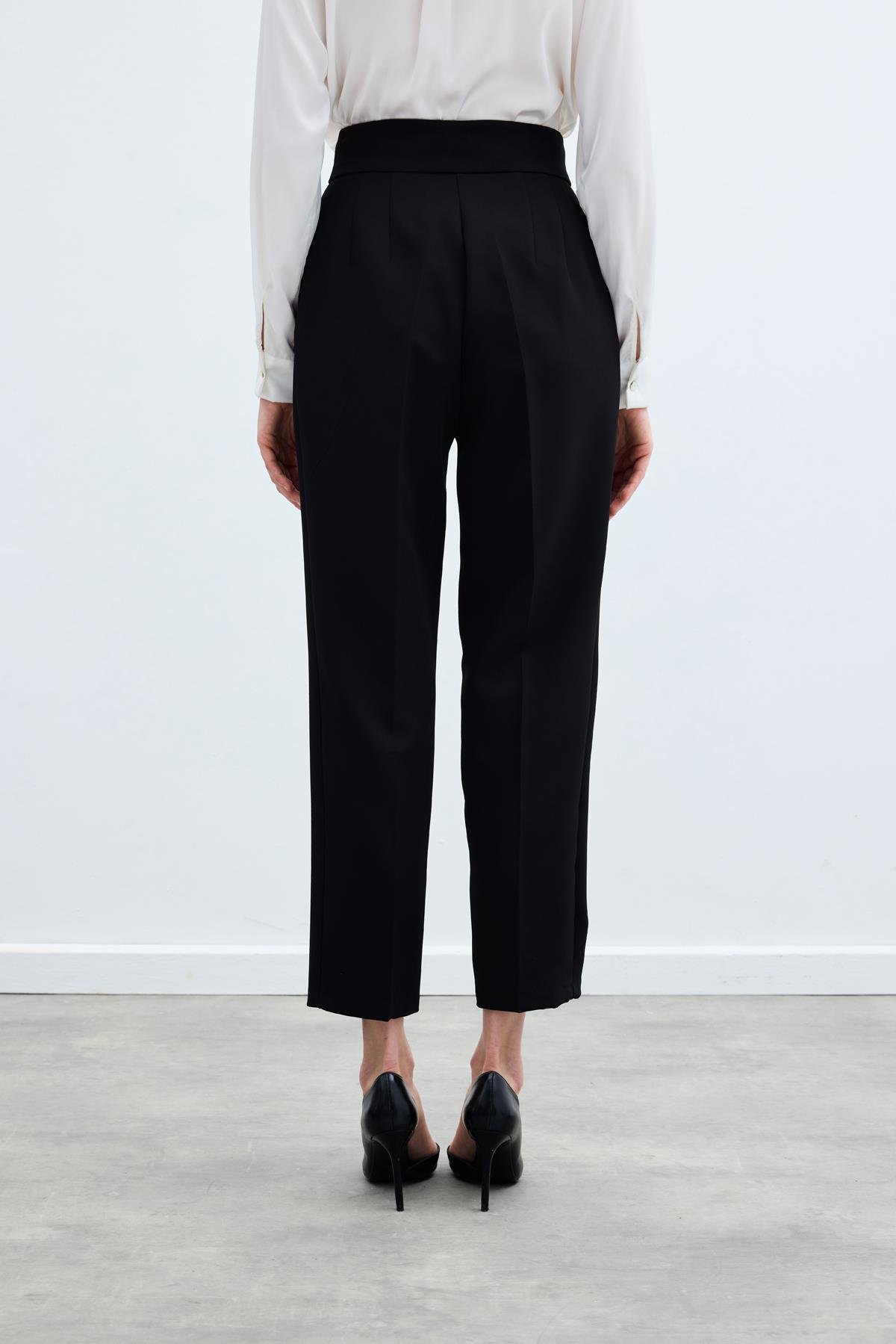 Yüksek Bel Klasik Pantolon - Siyah