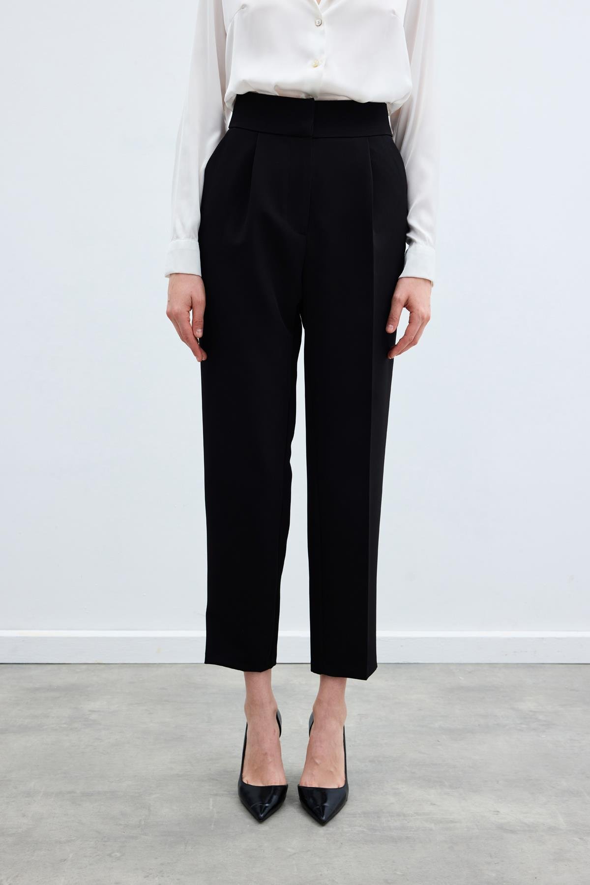 Yüksek Bel Klasik Pantolon - Siyah