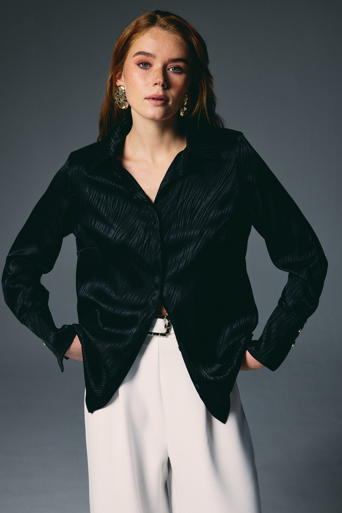 Zebra Desenli Gömlek - Siyah