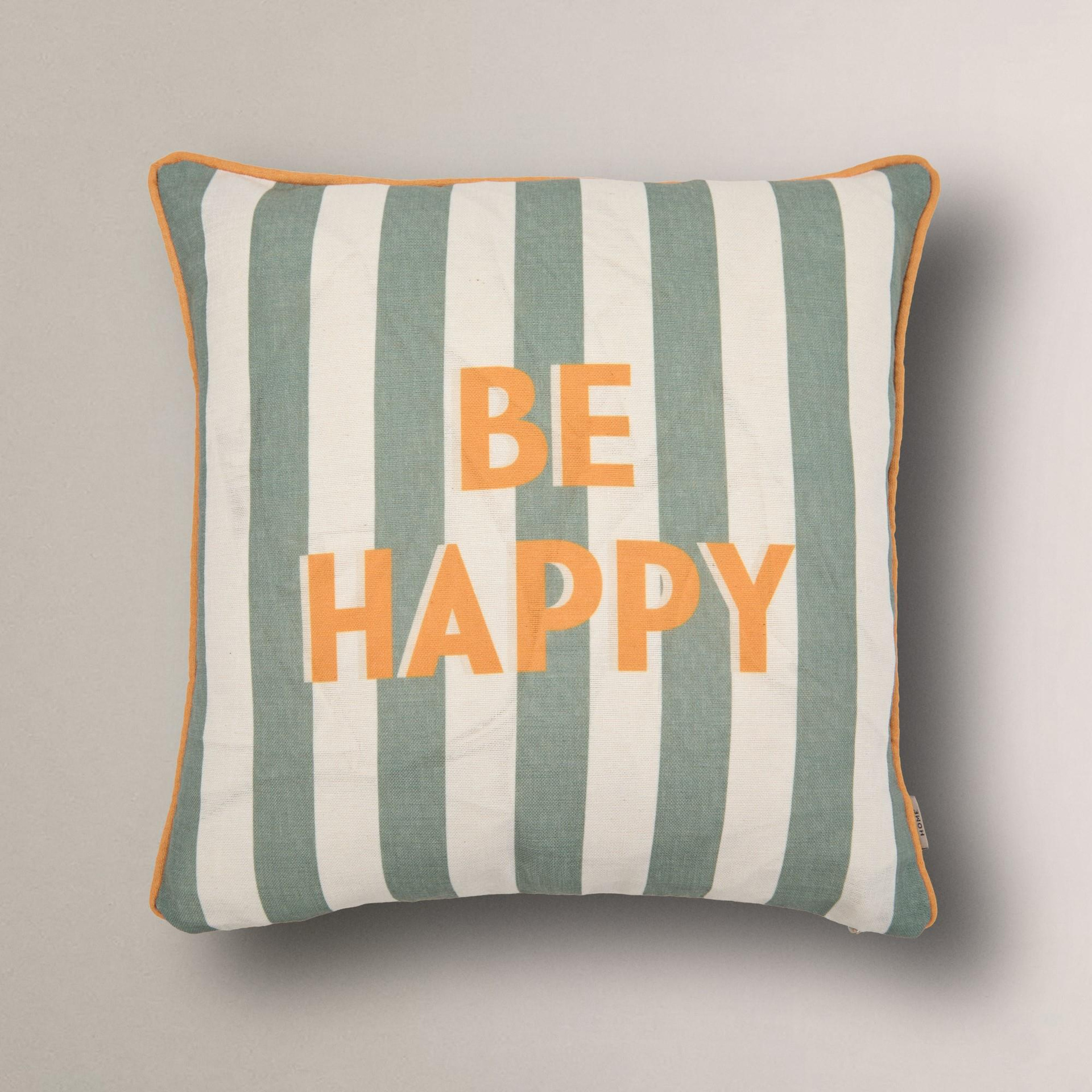 Be Happy Baskılı Renkli Tasarım Kırlent Kılıfı