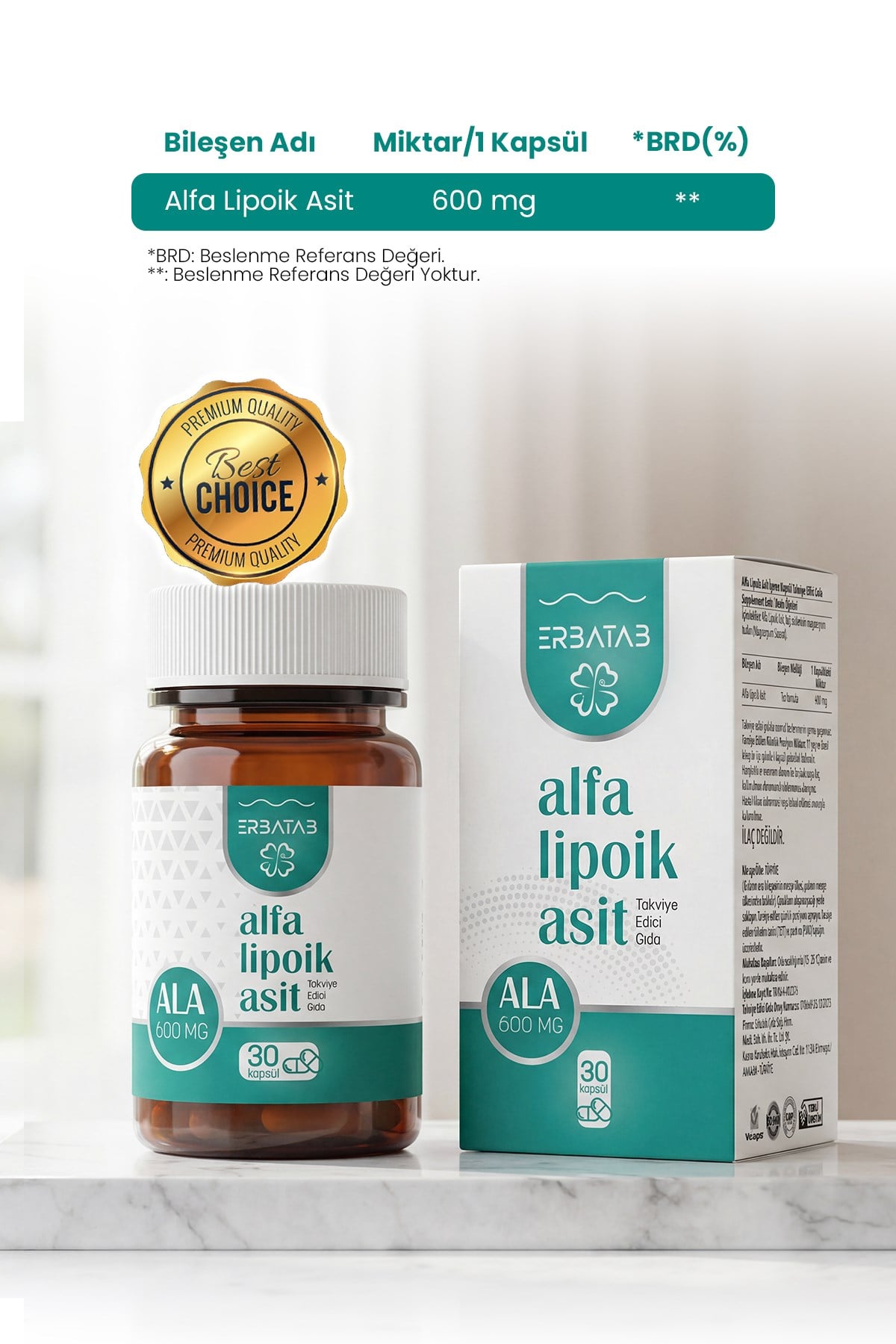 Erbatab Alfa Lipoik Asit 600 mg 30 Kapsül 
