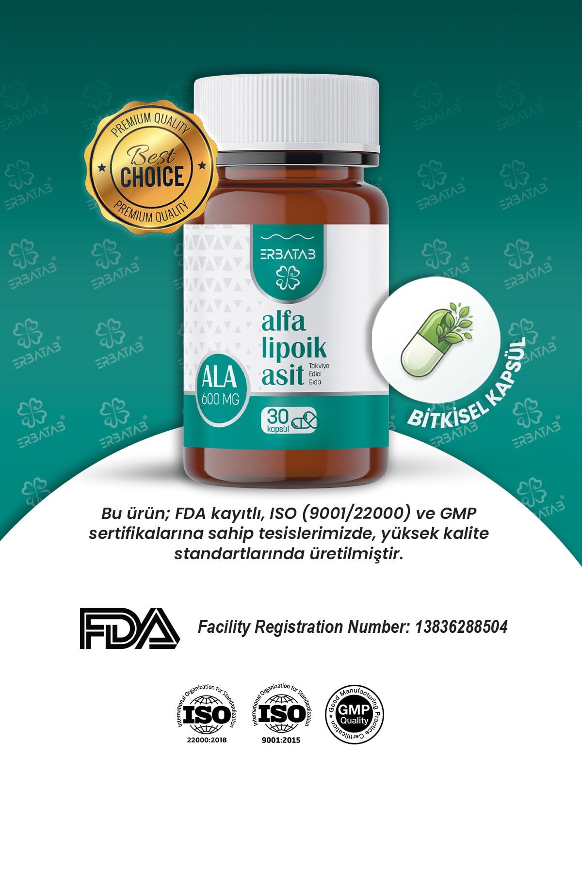 Erbatab Alfa Lipoik Asit 600 mg 30 Kapsül 
