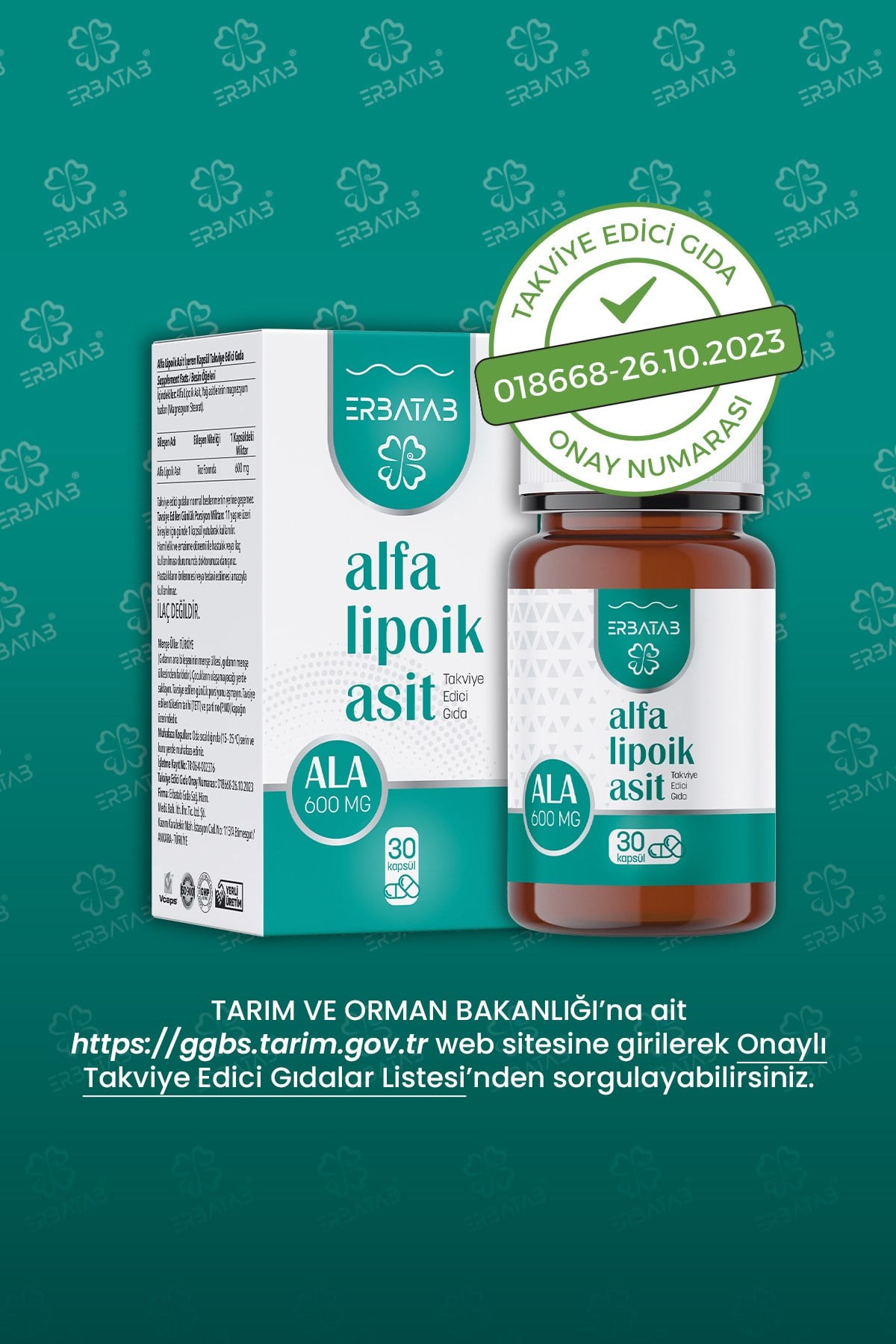 Erbatab Alfa Lipoik Asit 600 mg 30 Kapsül 