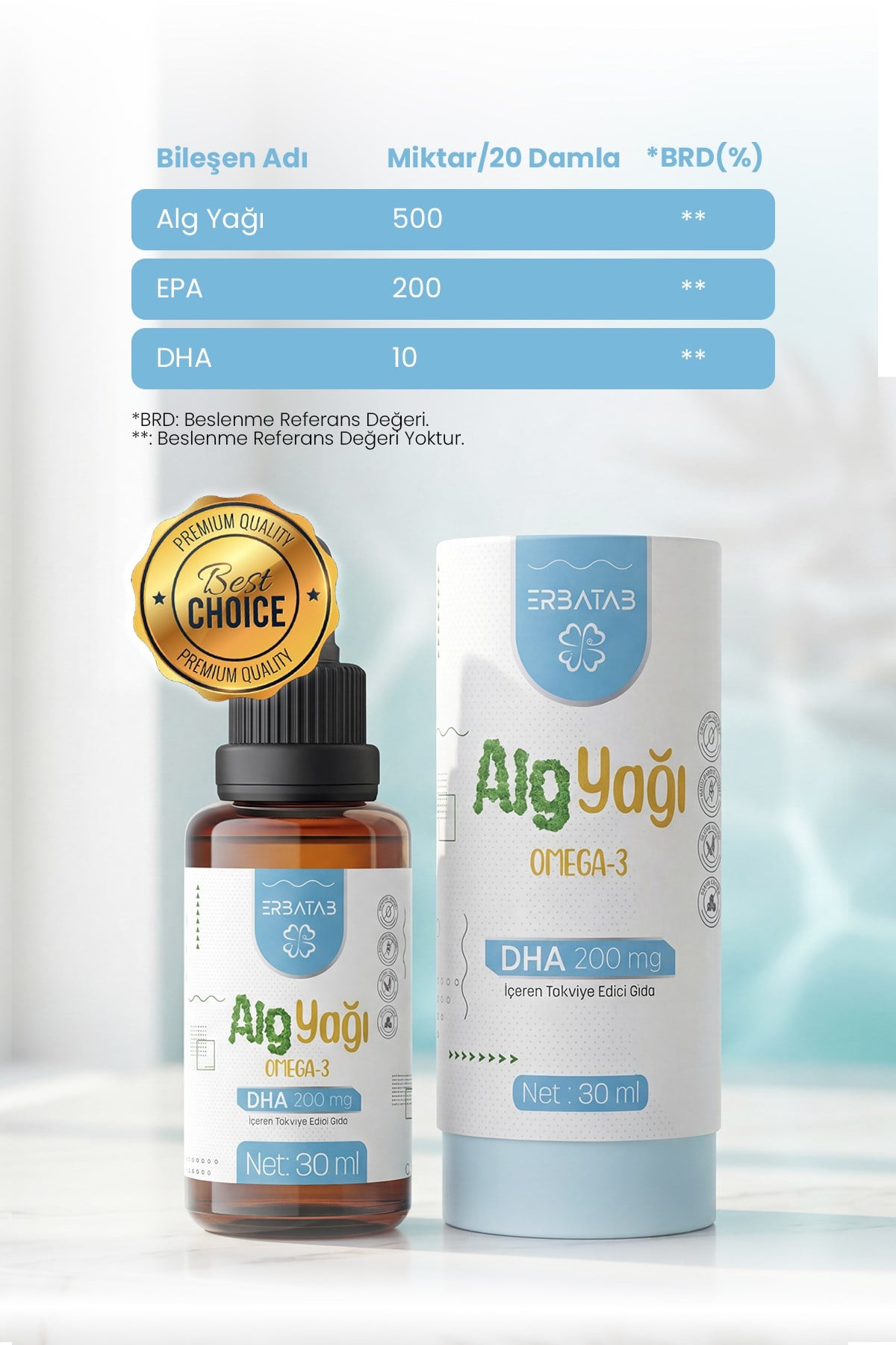 Erbatab Alg Yağı Omega 3 30 ml 