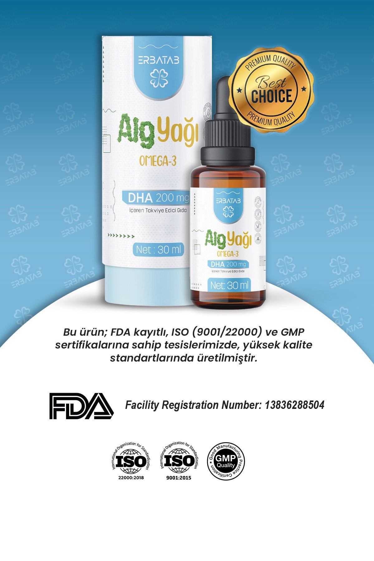 Erbatab Alg Yağı Omega 3 30 ml 
