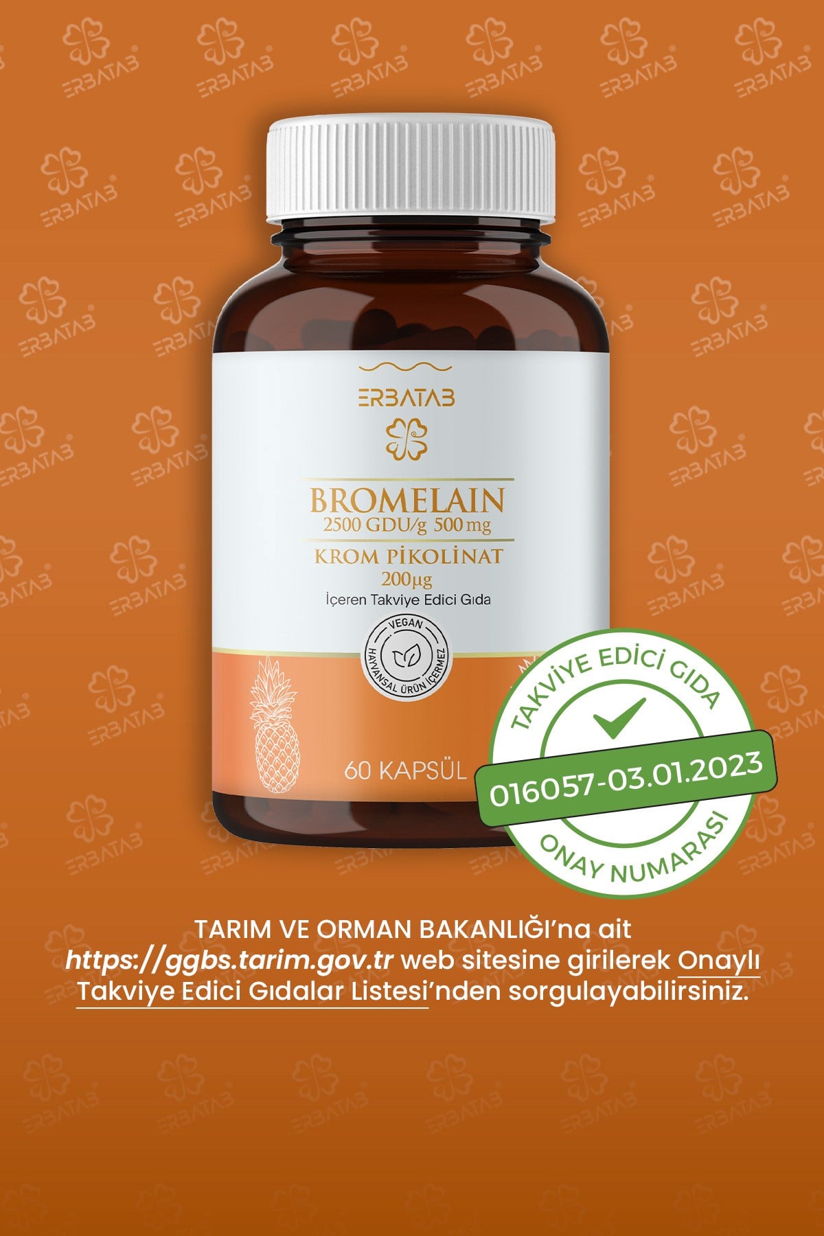 Erbatab Bromelain Krompikolinat 60 Kapsül 