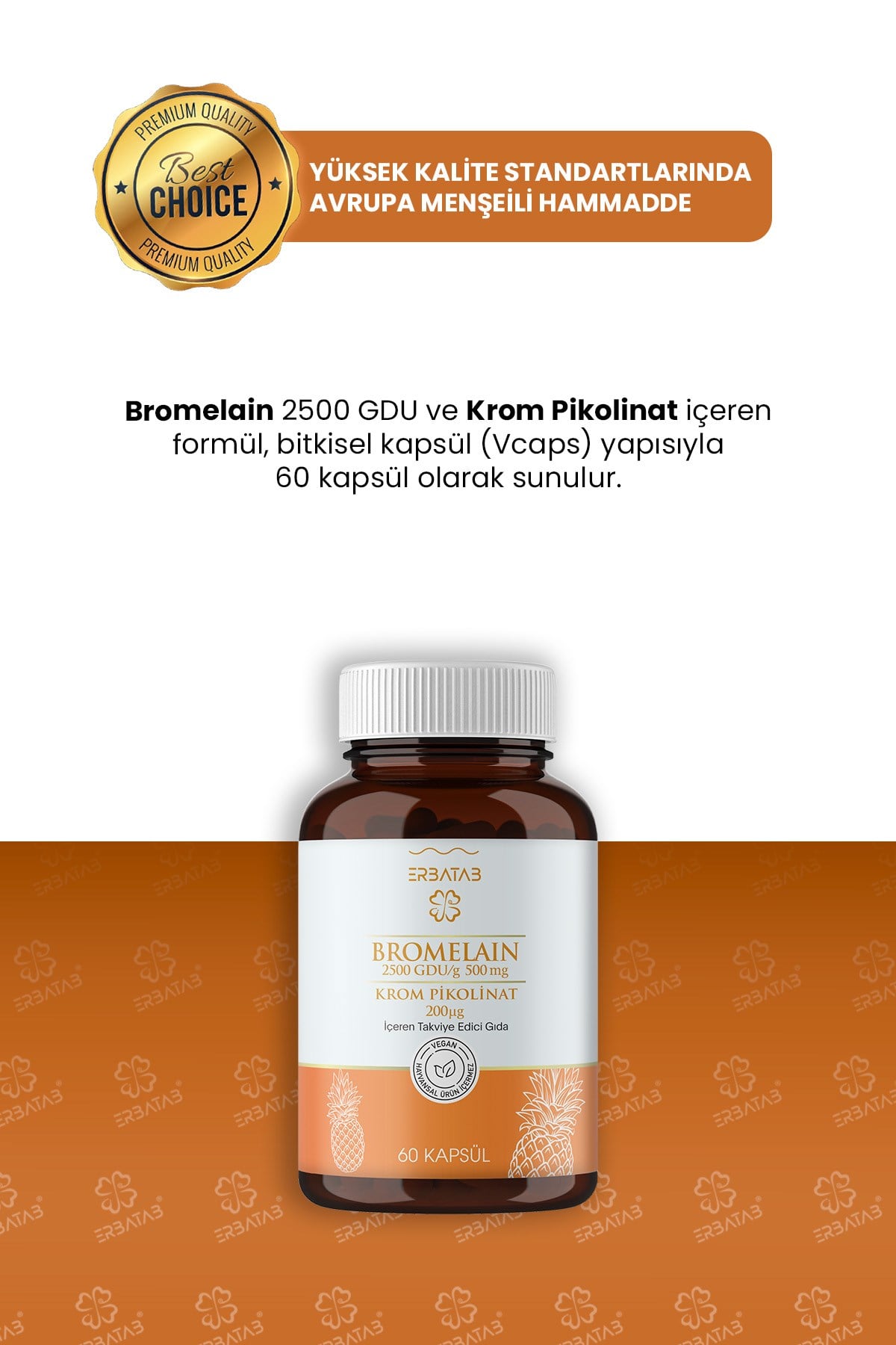 Erbatab Bromelain Krompikolinat 60 Kapsül 