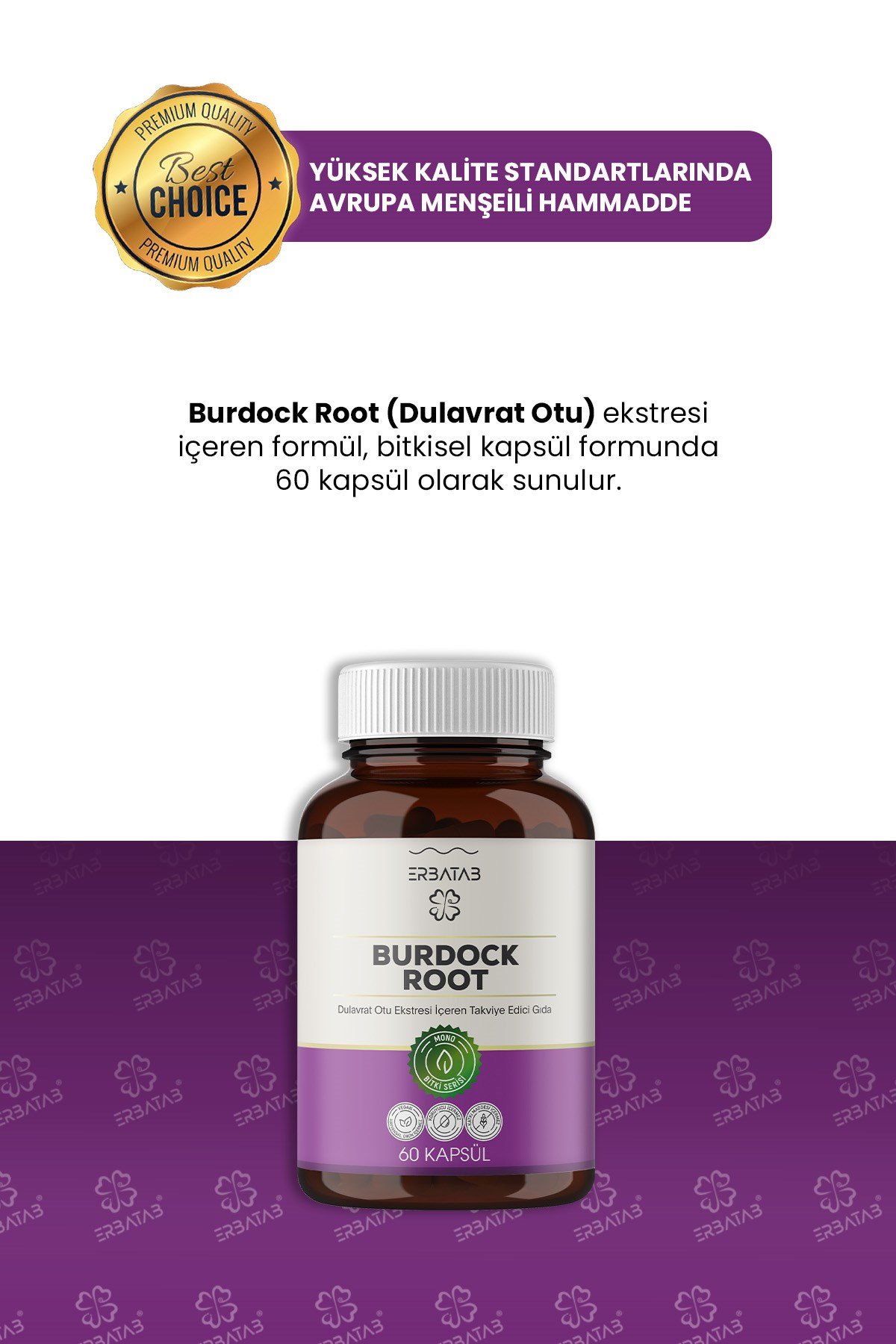 Erbatab Burdock Root Dulavrat Otu Ekstresi 60 Kaps ül