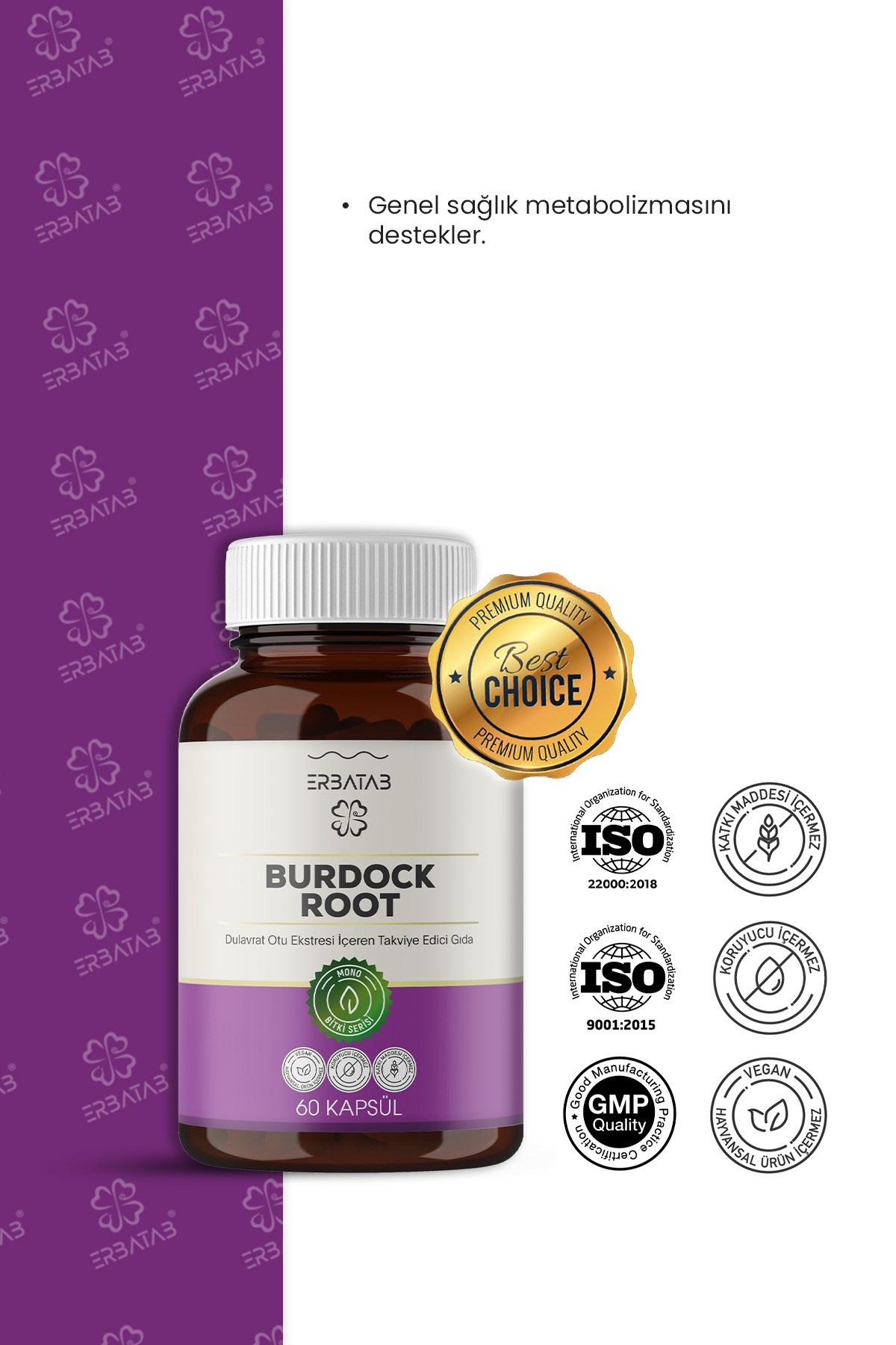 Erbatab Burdock Root Dulavrat Otu Ekstresi 60 Kaps ül