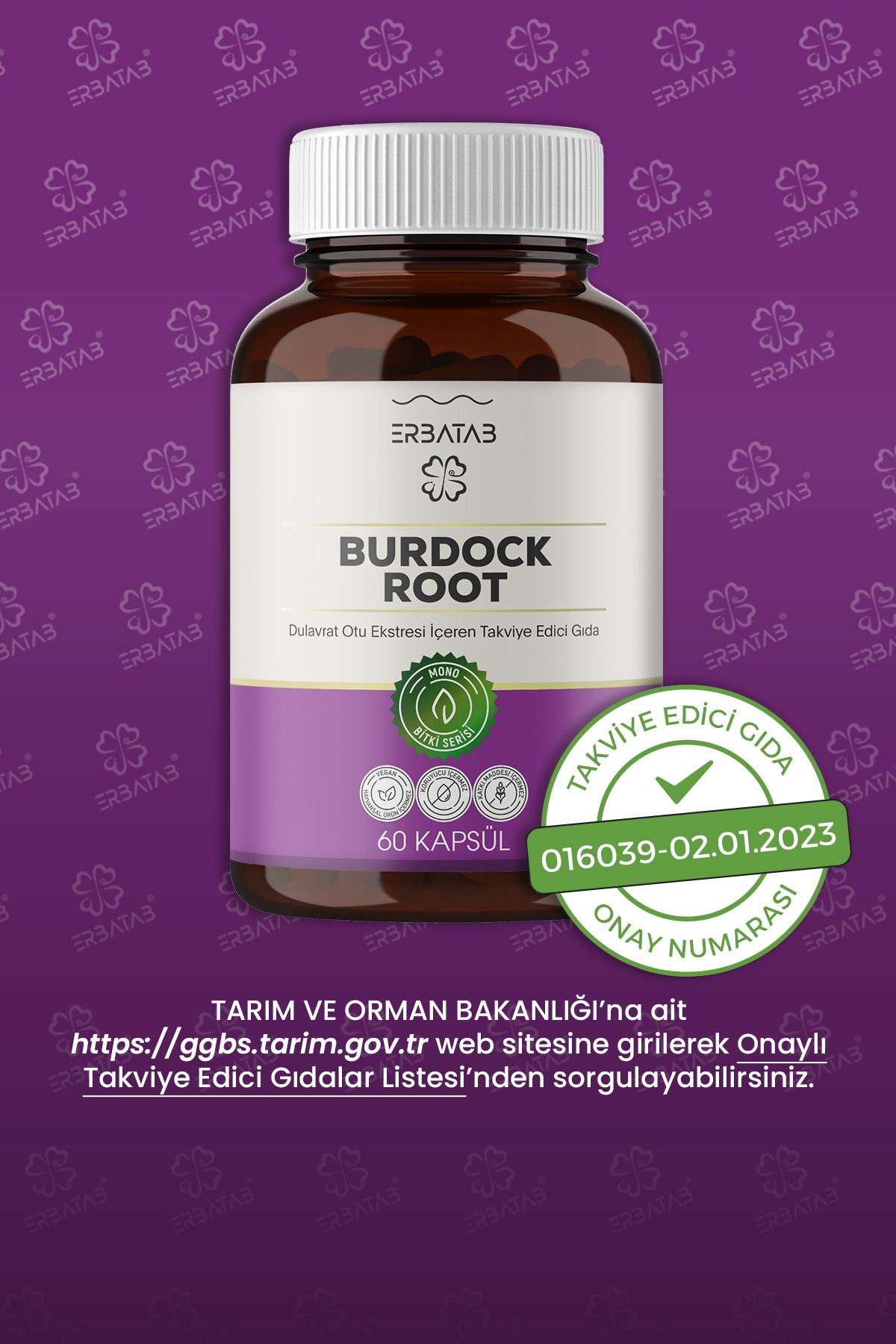 Erbatab Burdock Root Dulavrat Otu Ekstresi 60 Kaps ül