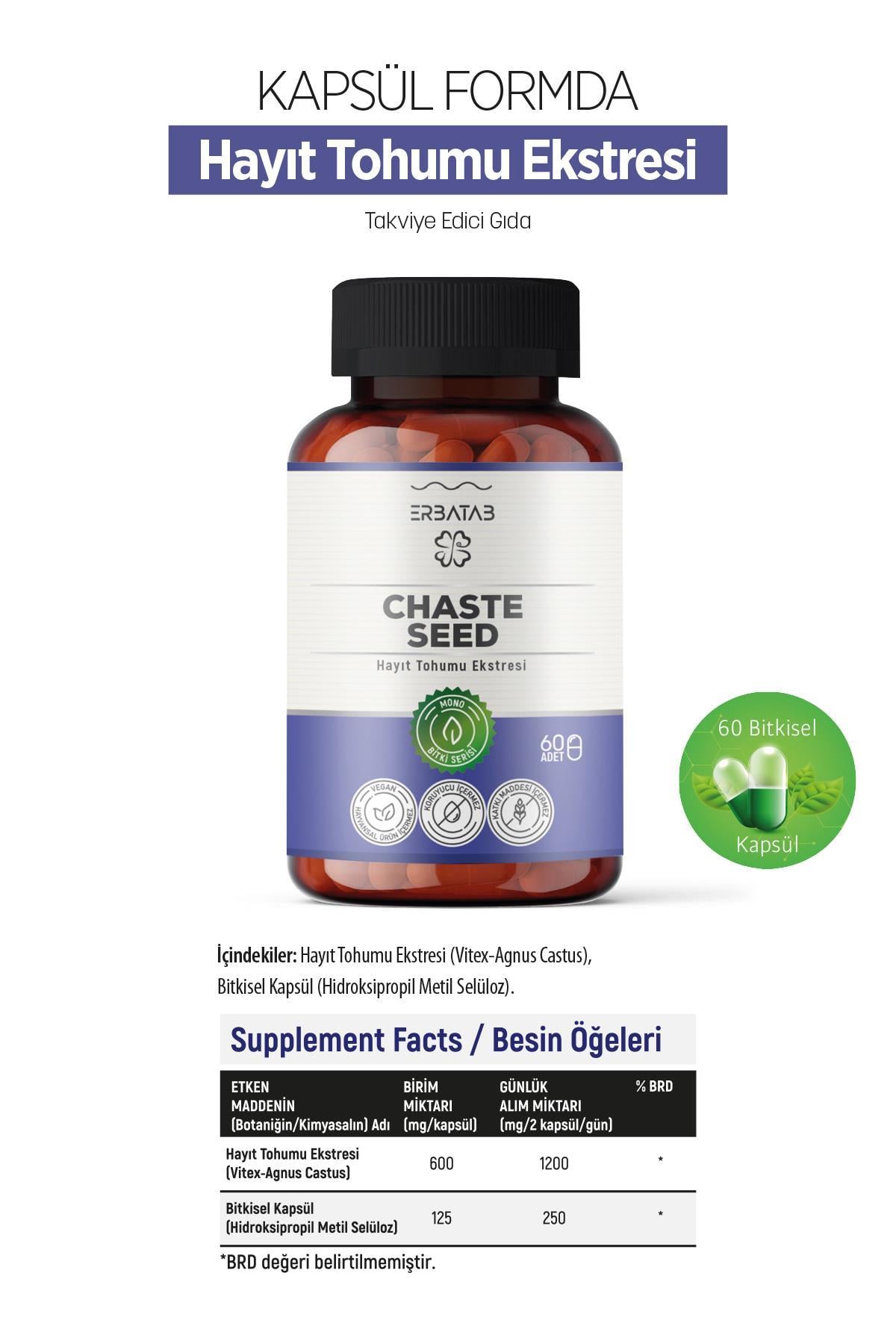 Erbatab Chaste Seed Hayıt Ekstresi 60 Kapsül