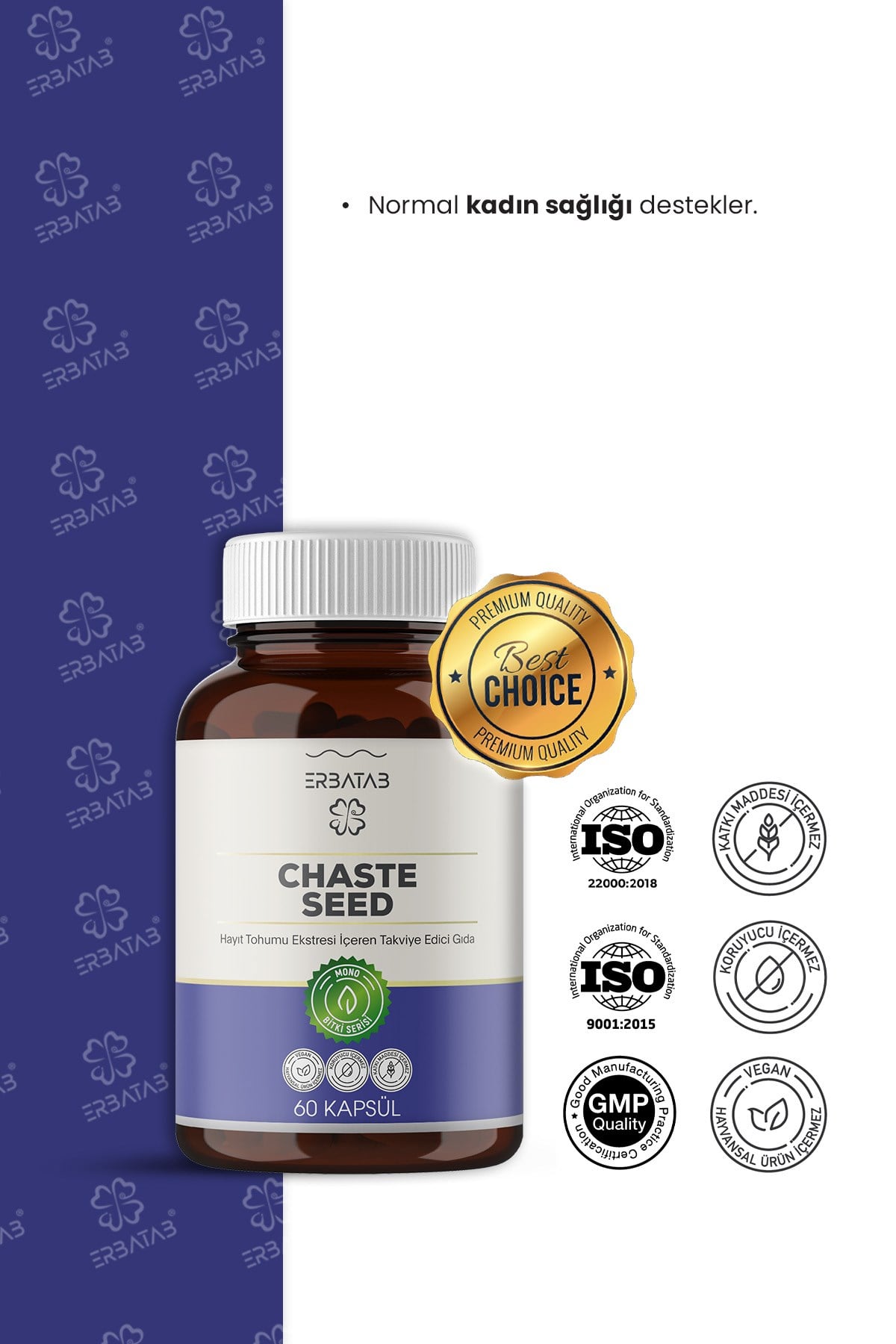 Erbatab Chaste Seed Hayıt Ekstresi 60 Kapsül 