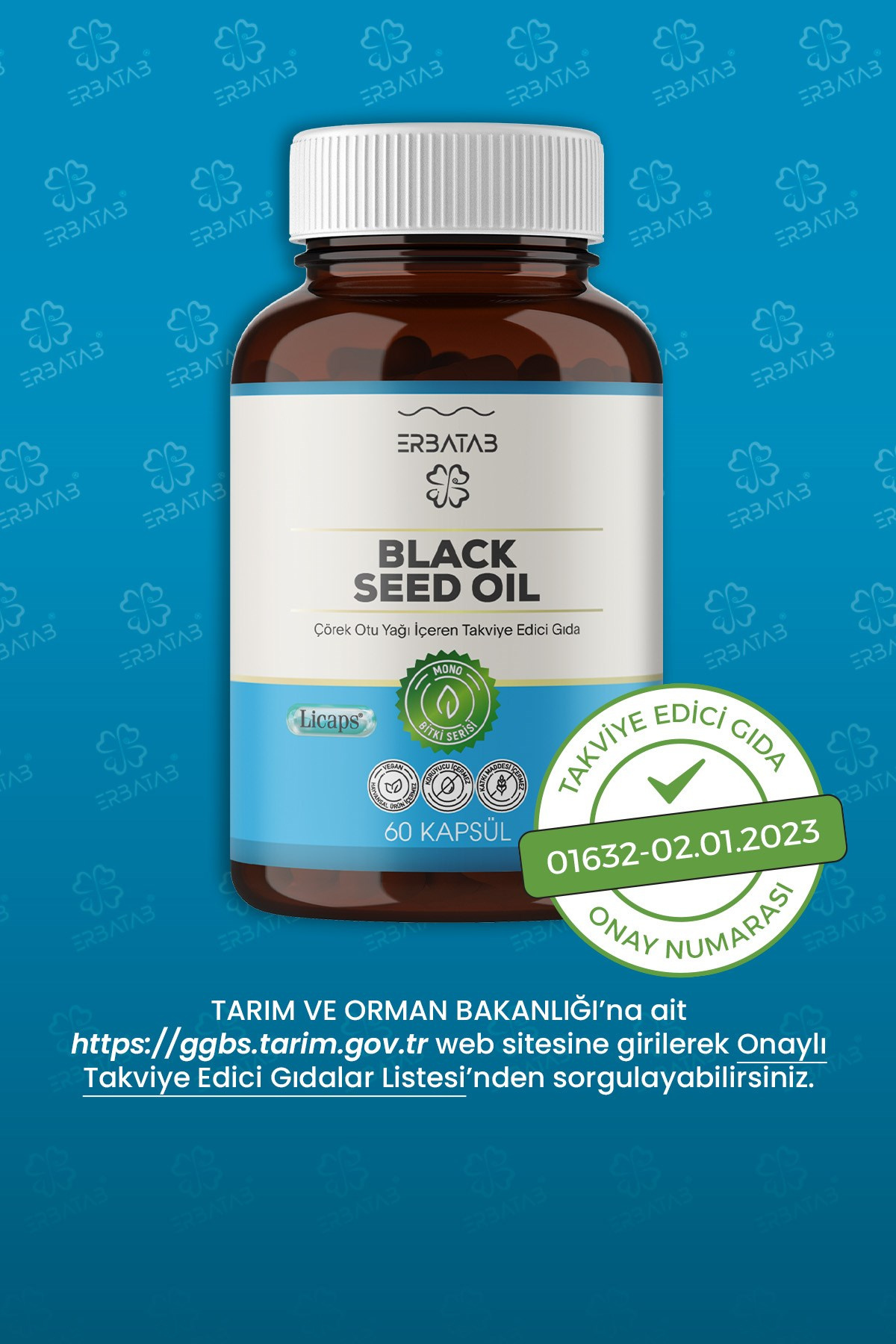 Erbatab Çörek Otu Yağı Black Seed Oil 60 Kapsül Li caps®