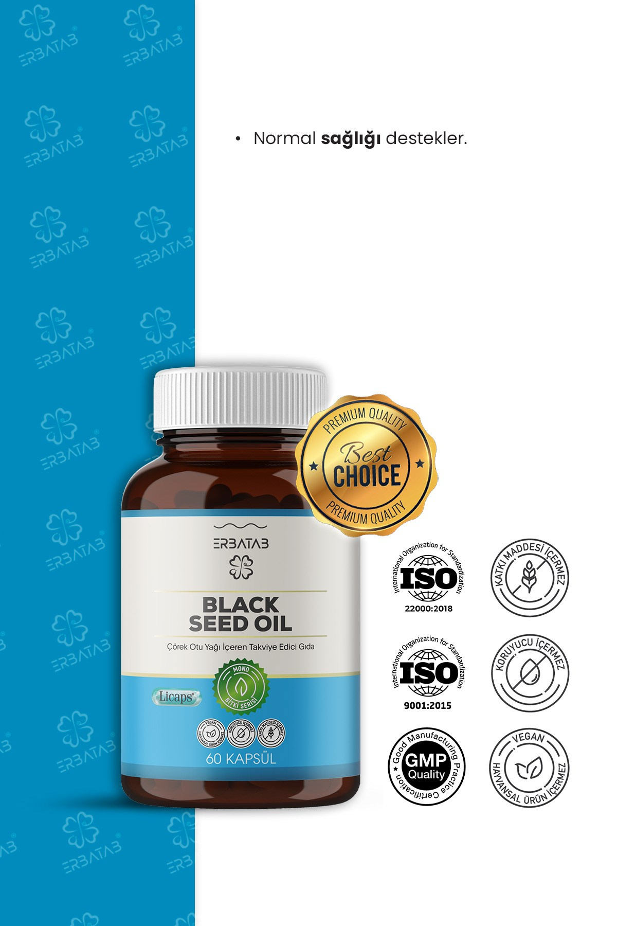 Erbatab Çörek Otu Yağı Black Seed Oil 60 Kapsül Li caps®
