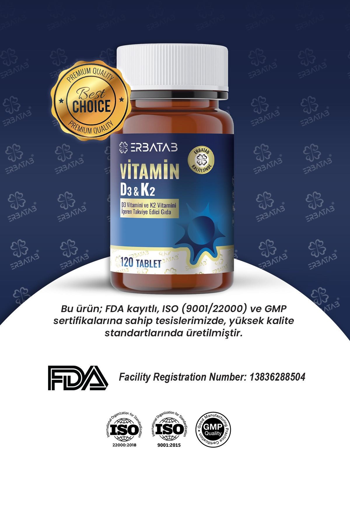 Erbatab D3 Vitamini ve K2 Vitamini İçeren Takviye Edici Gıda