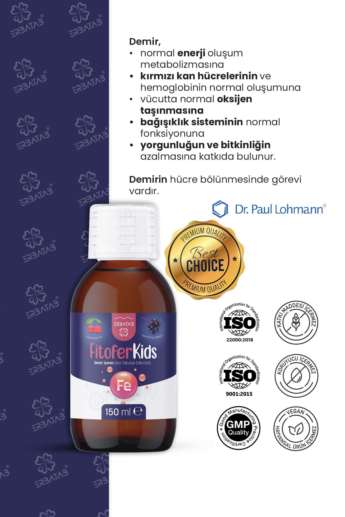 Erbatab Fitofer Kids Çocuk Demir Takviyesi 150 ML 