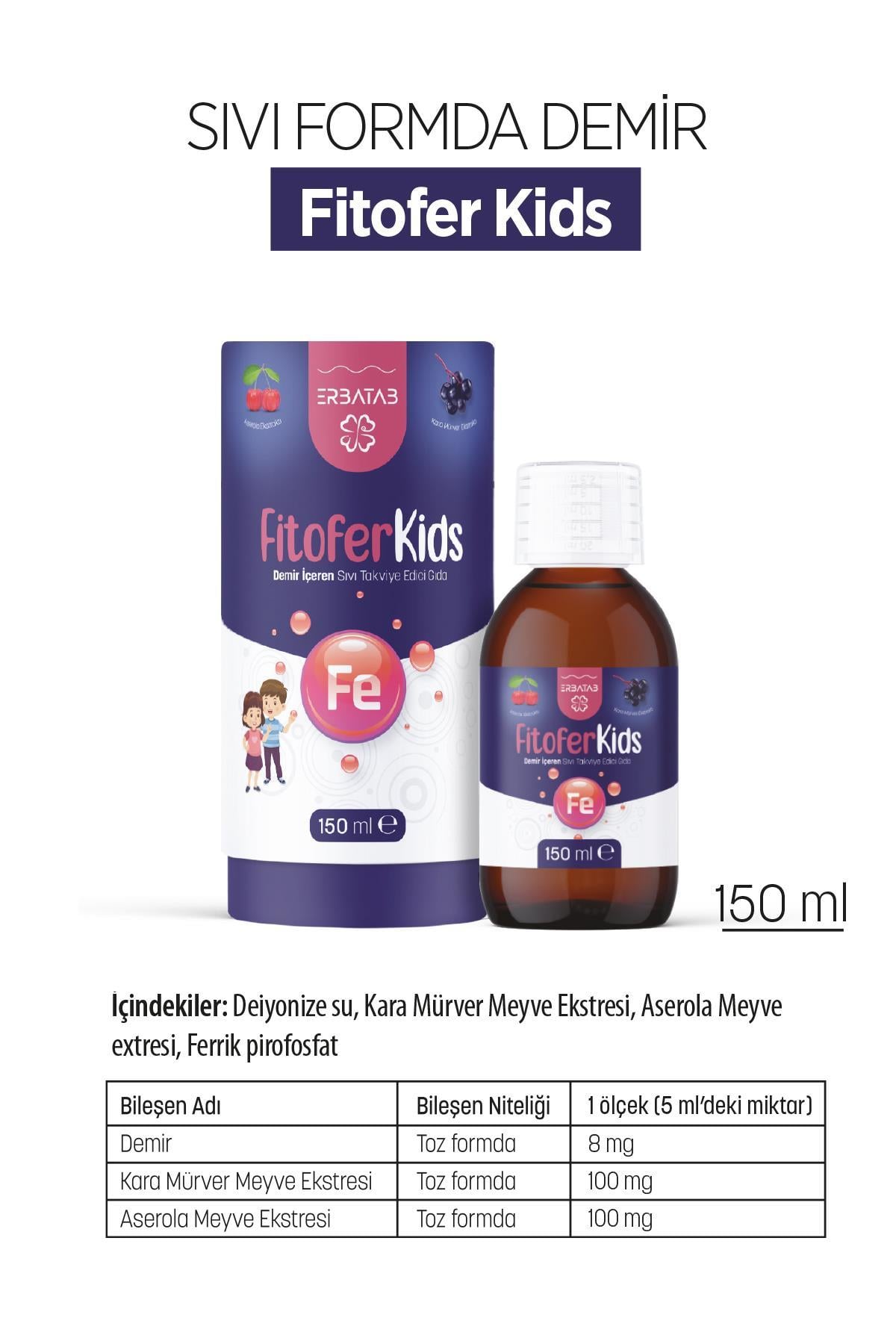 Erbatab Fitofer Kids Çocuk Demir Takviyesi 150 ML