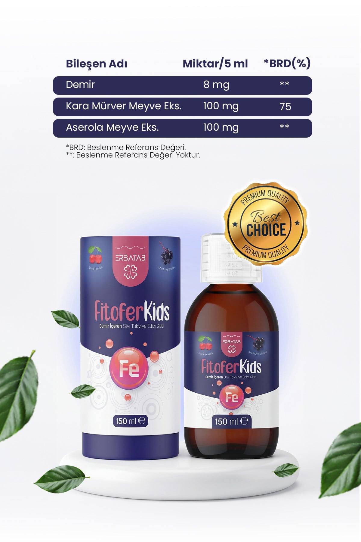 Erbatab Fitofer Kids Çocuk Demir Takviyesi 150 ML 