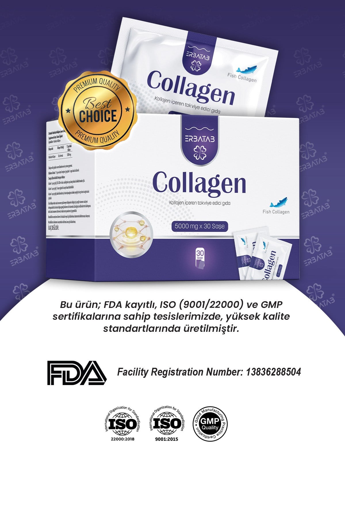 Erbatab Hidrolize Kollajen 5000 mg 30 Saşe 