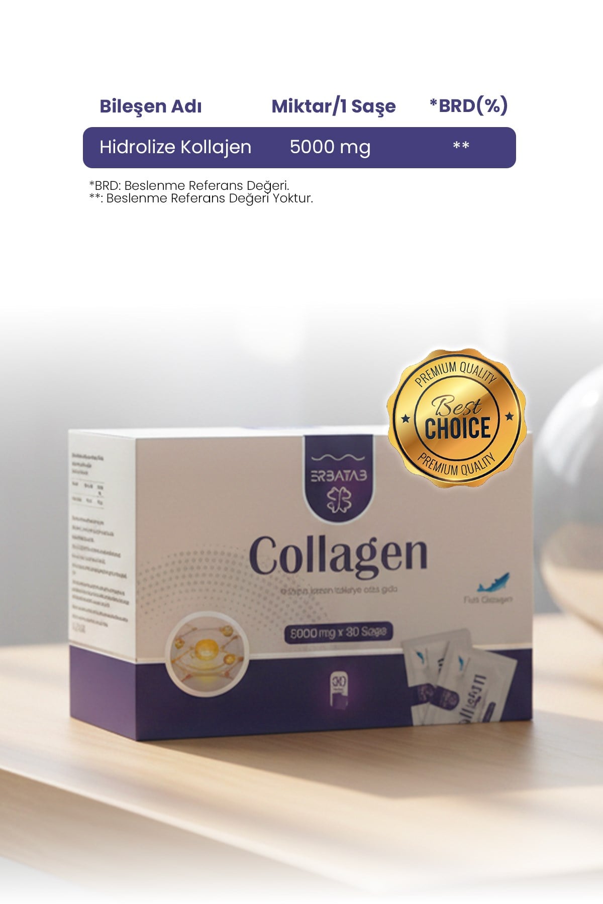 Erbatab Hidrolize Kollajen 5000 mg 30 Saşe 