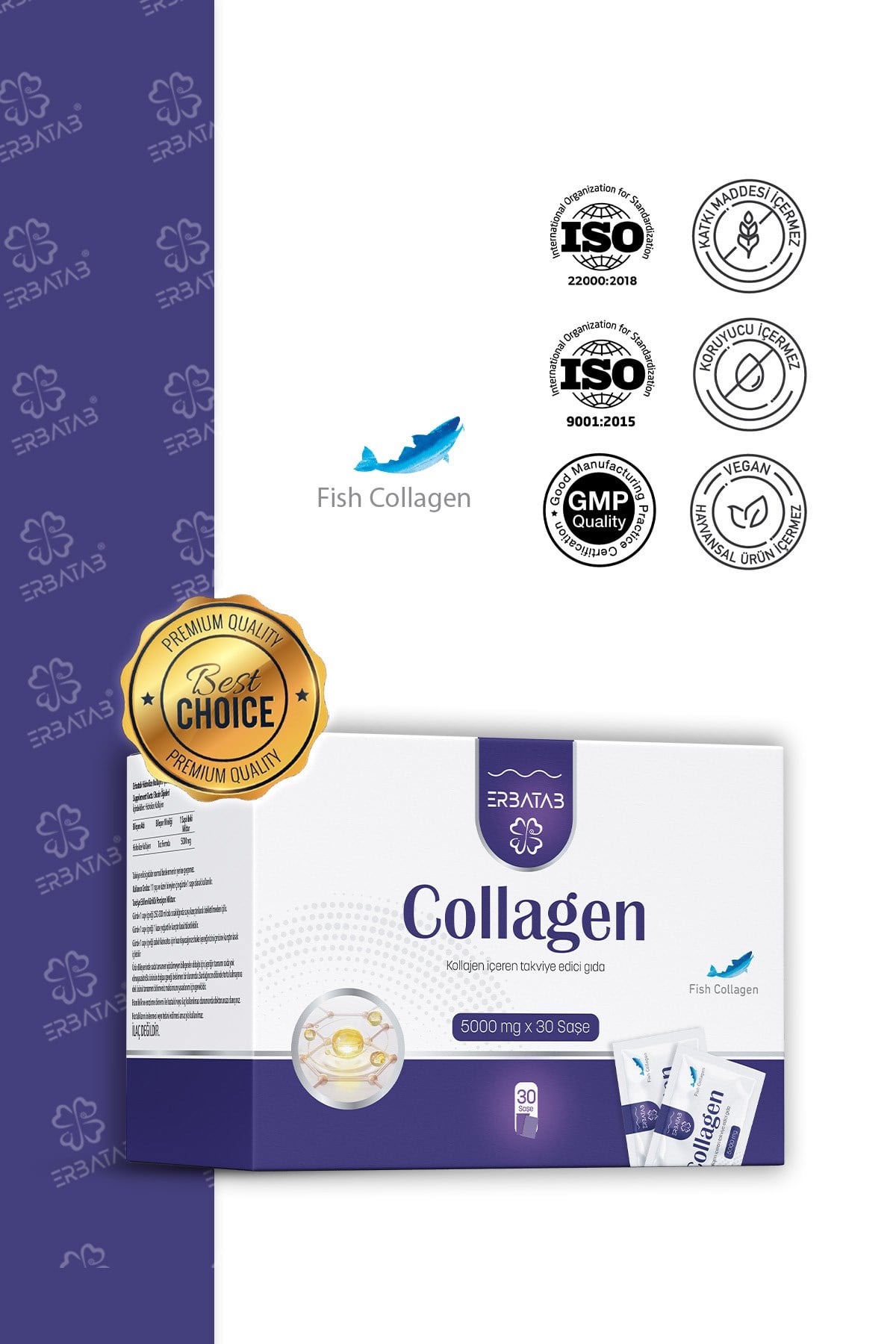 Erbatab Hidrolize Kollajen 5000 mg 30 Saşe 
