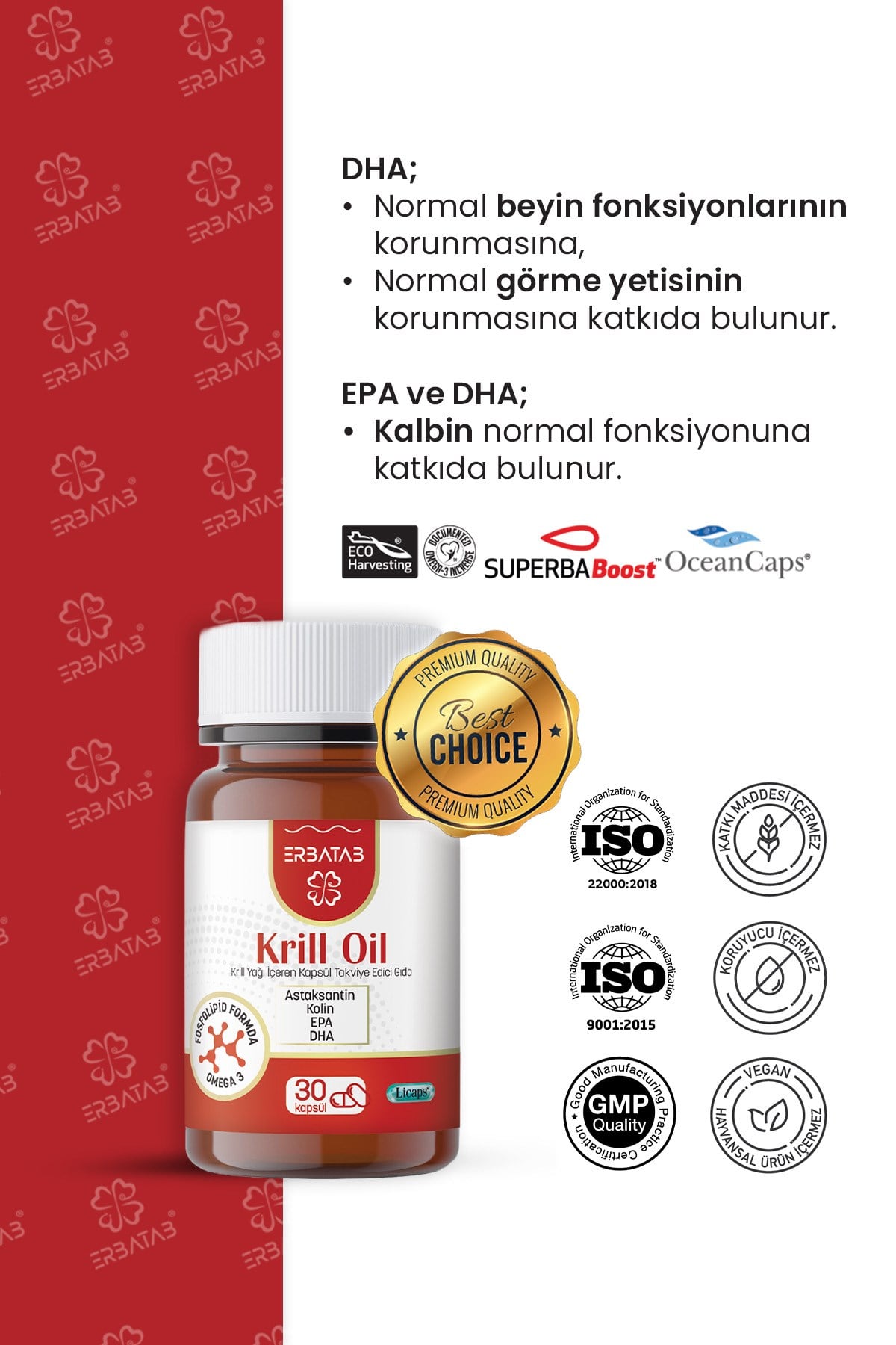 Erbatab Krill Oil 500 mg 30 Kapsül 
