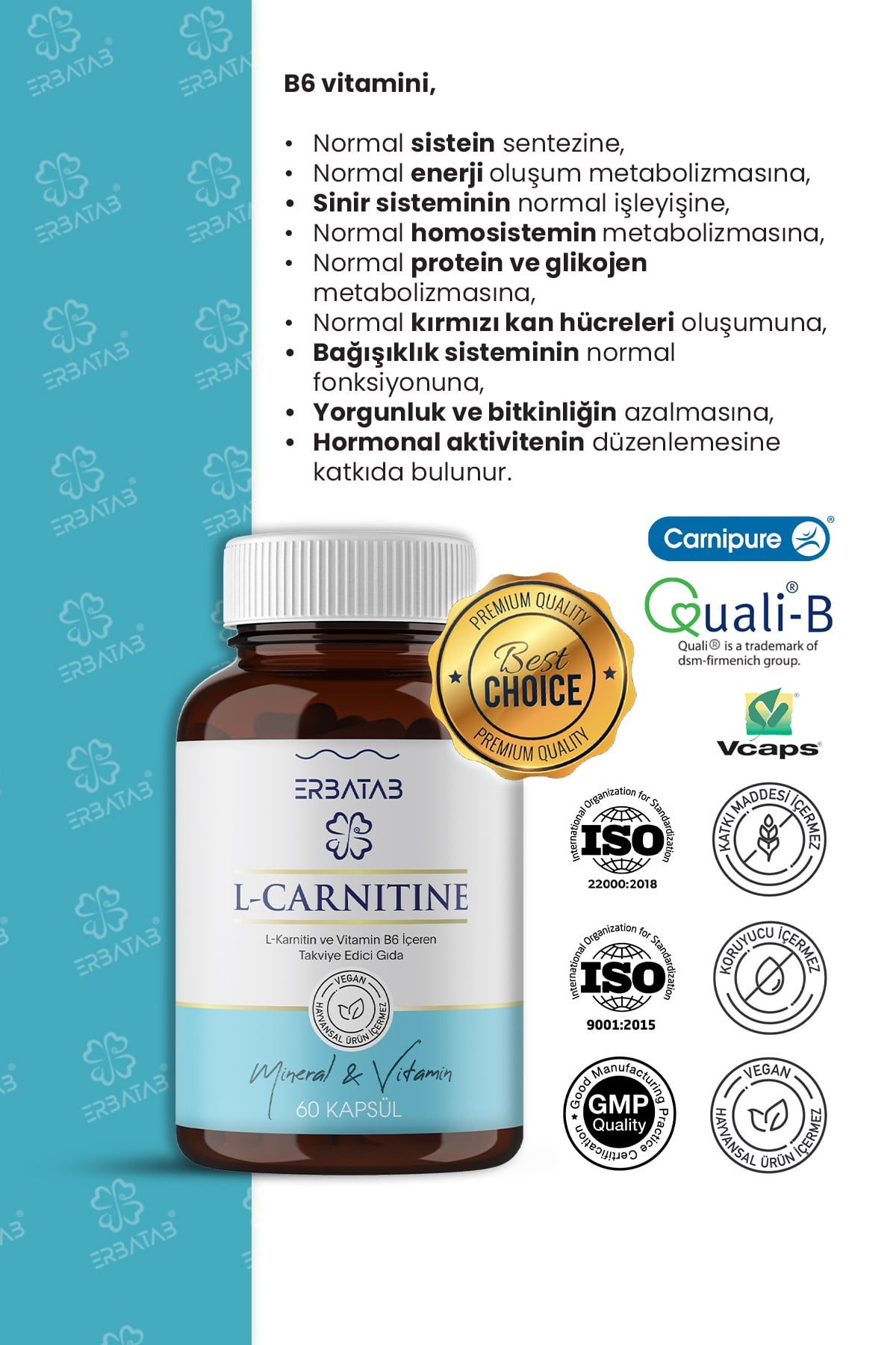 Erbatab L-Karnitin 60 Kapsül 